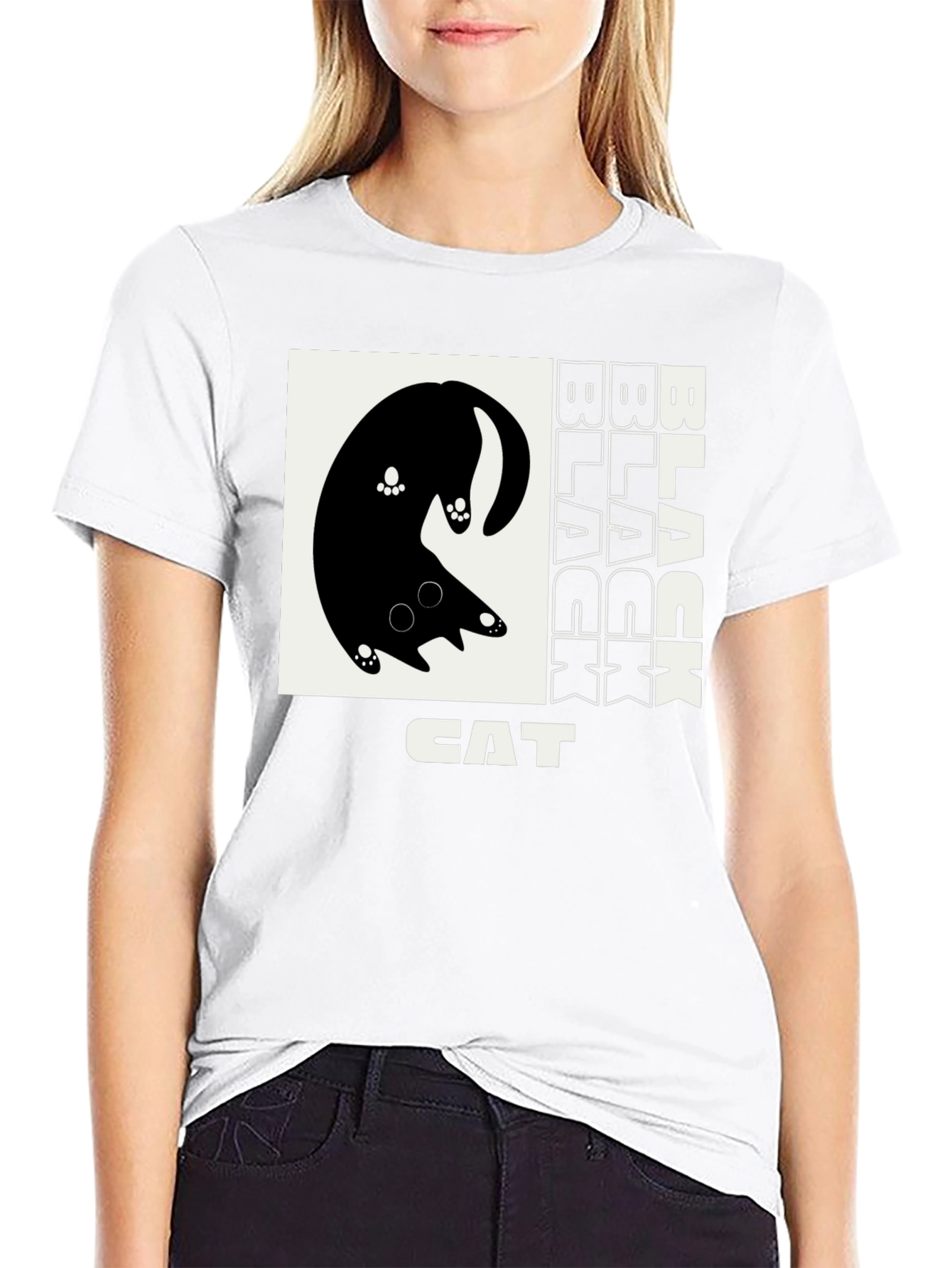 Black Black Cat Graphic T-Shirt view 9