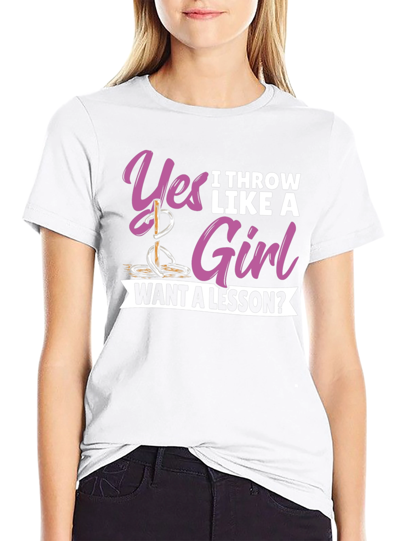 Black Yes I Throw Like A Girl T-Shirt view 9