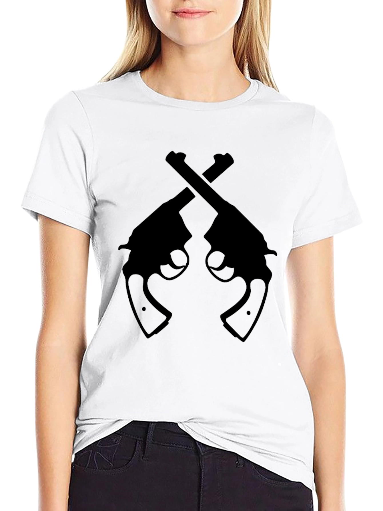 Black Crossed Revolvers Black Graphic T-Shirt view 9
