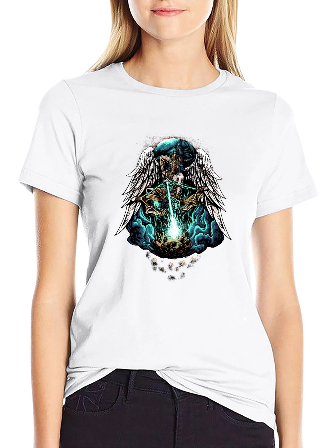 Black Winged Angel Archer Graphic Tee view 9