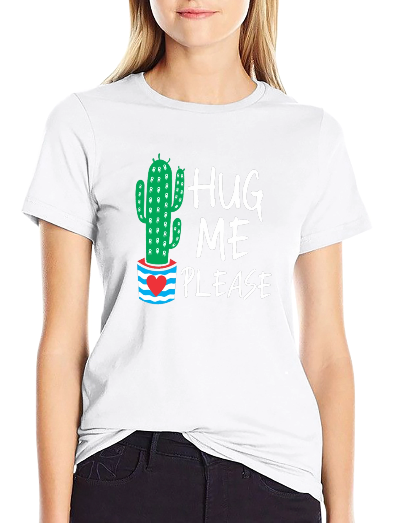 Black Hug Me Please Cactus Graphic Tee view 9