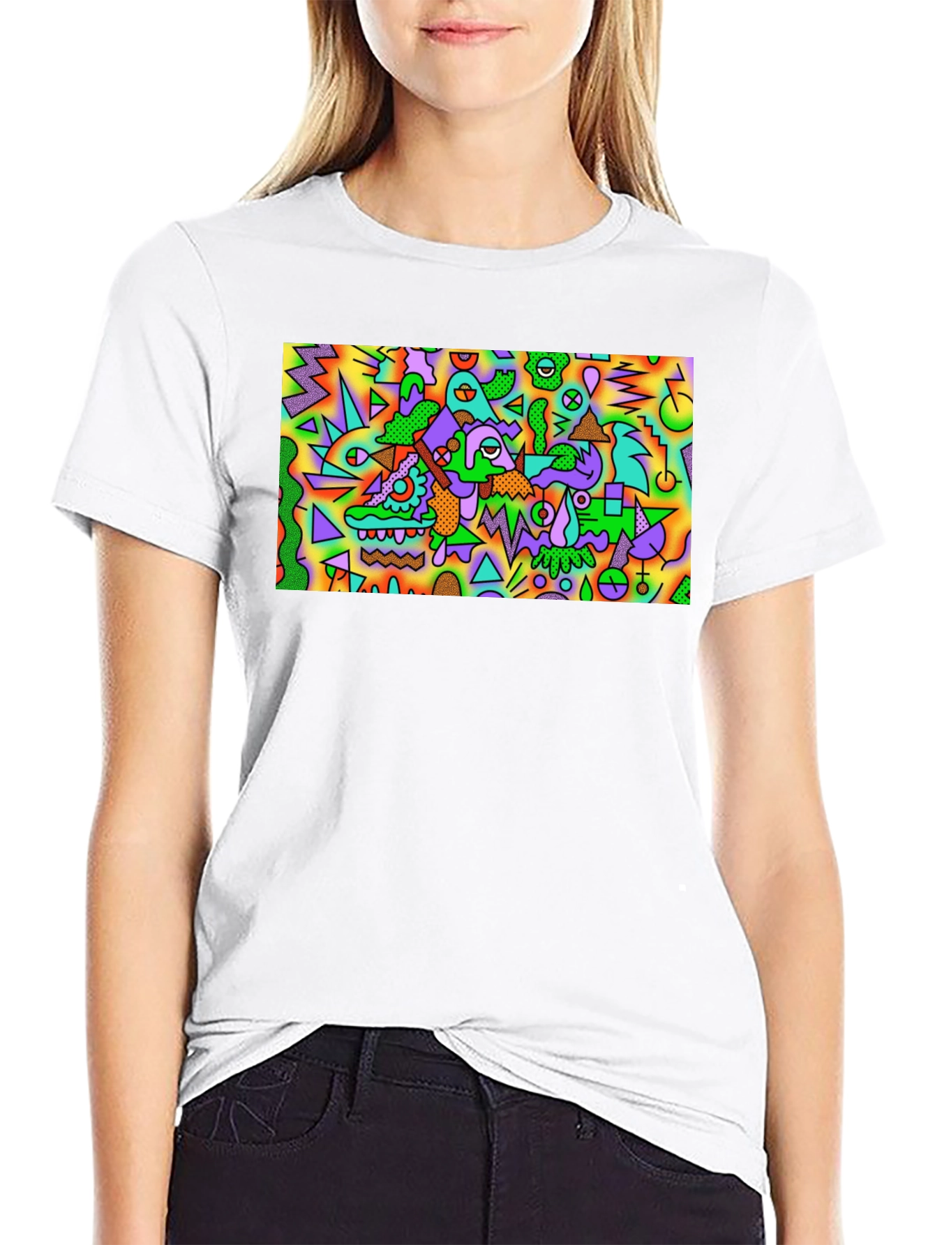 Black Abstract Art Tee - Bold Graphic Print T-Shirt view 9