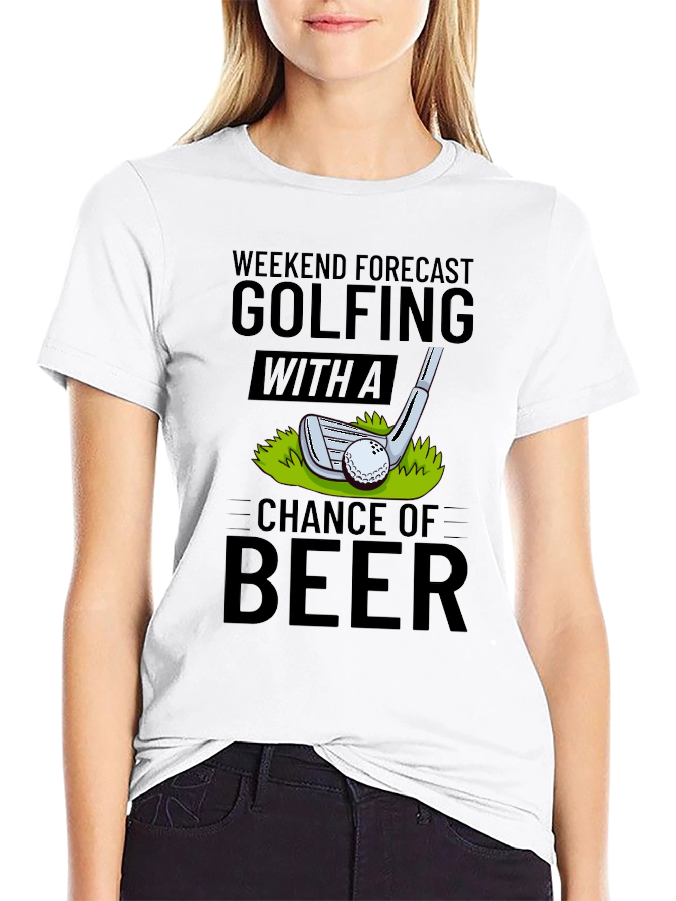 Black Golfing & Beer Forecast T-Shirt view 9