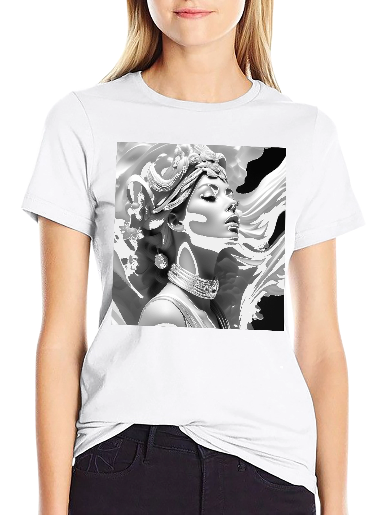 Black Elegant Medusa Graphic Tee - Classic Black view 9