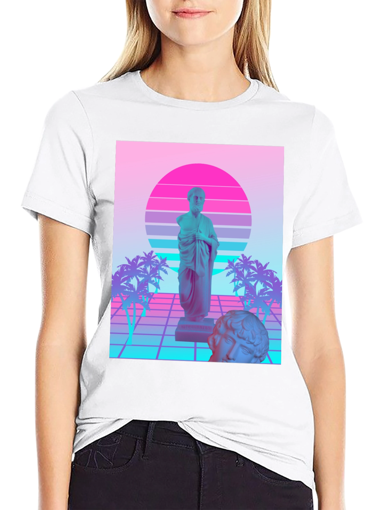 Black Vaporwave Statue T-Shirt - Retro Aesthetic Tee view 9