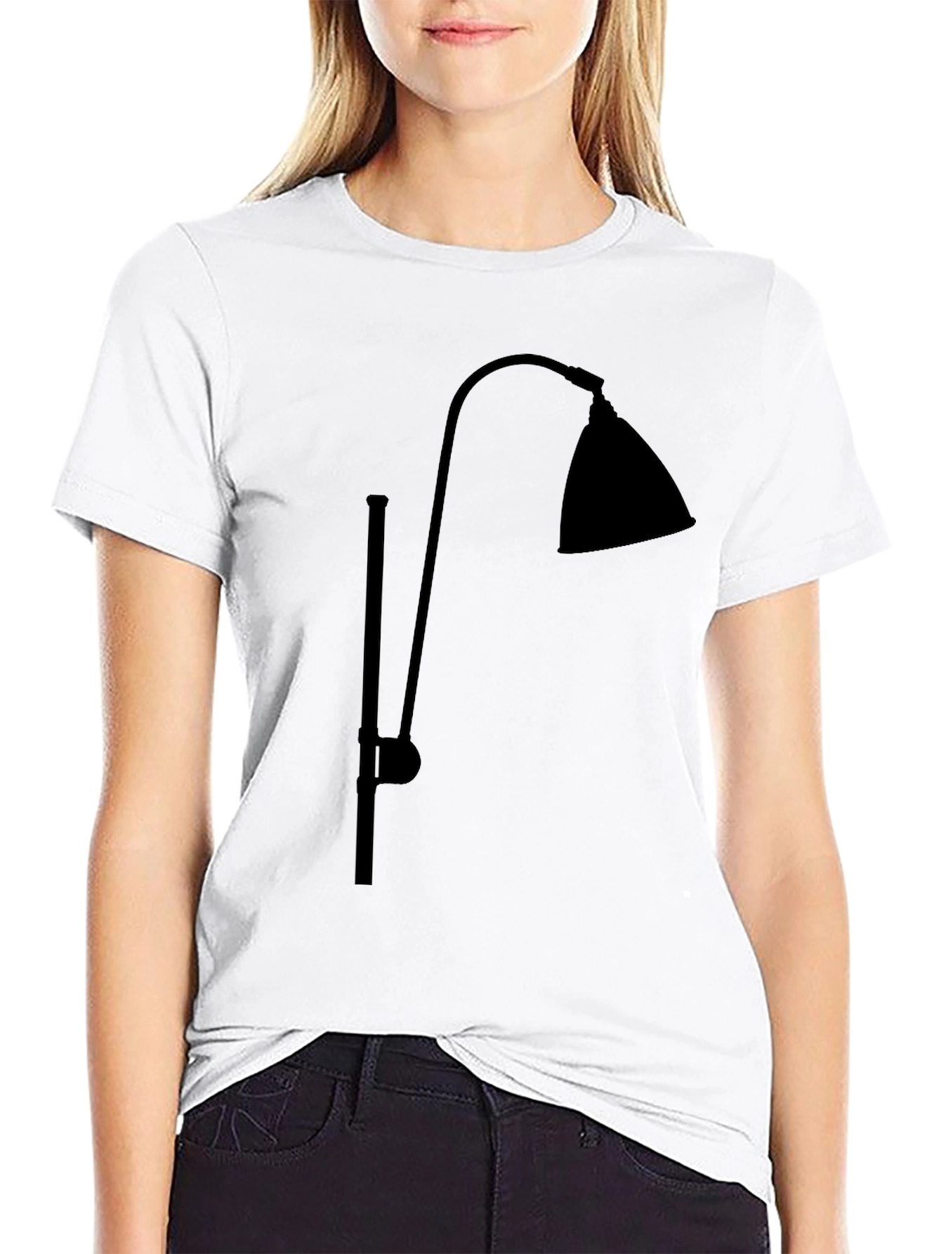 Black Modern Lamp Graphic Tee - Stylish Black T-Shirt view 9