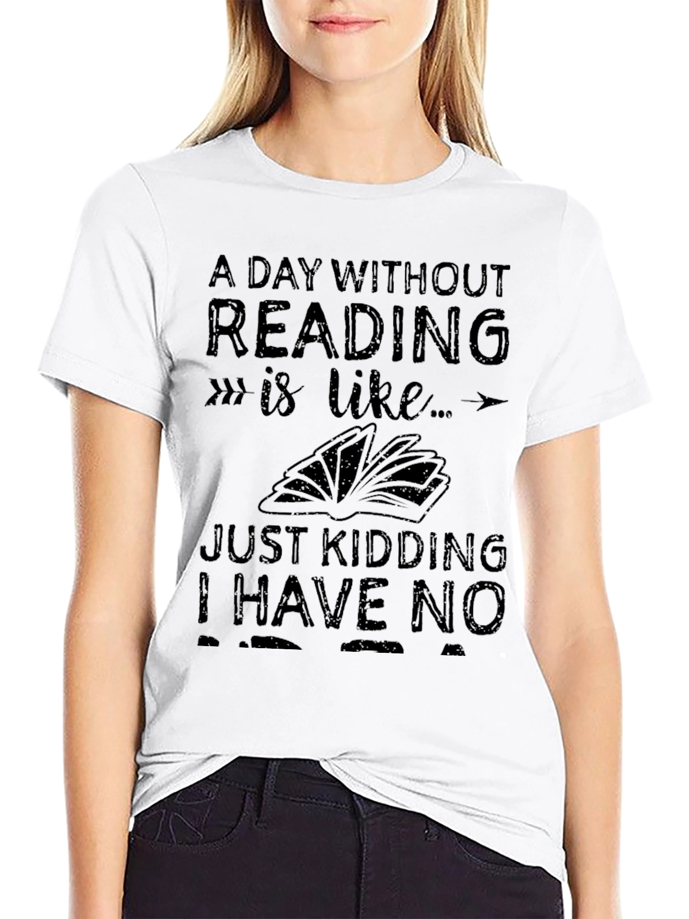 Black Funny Reading T-Shirt - A Day Without Reading view 9
