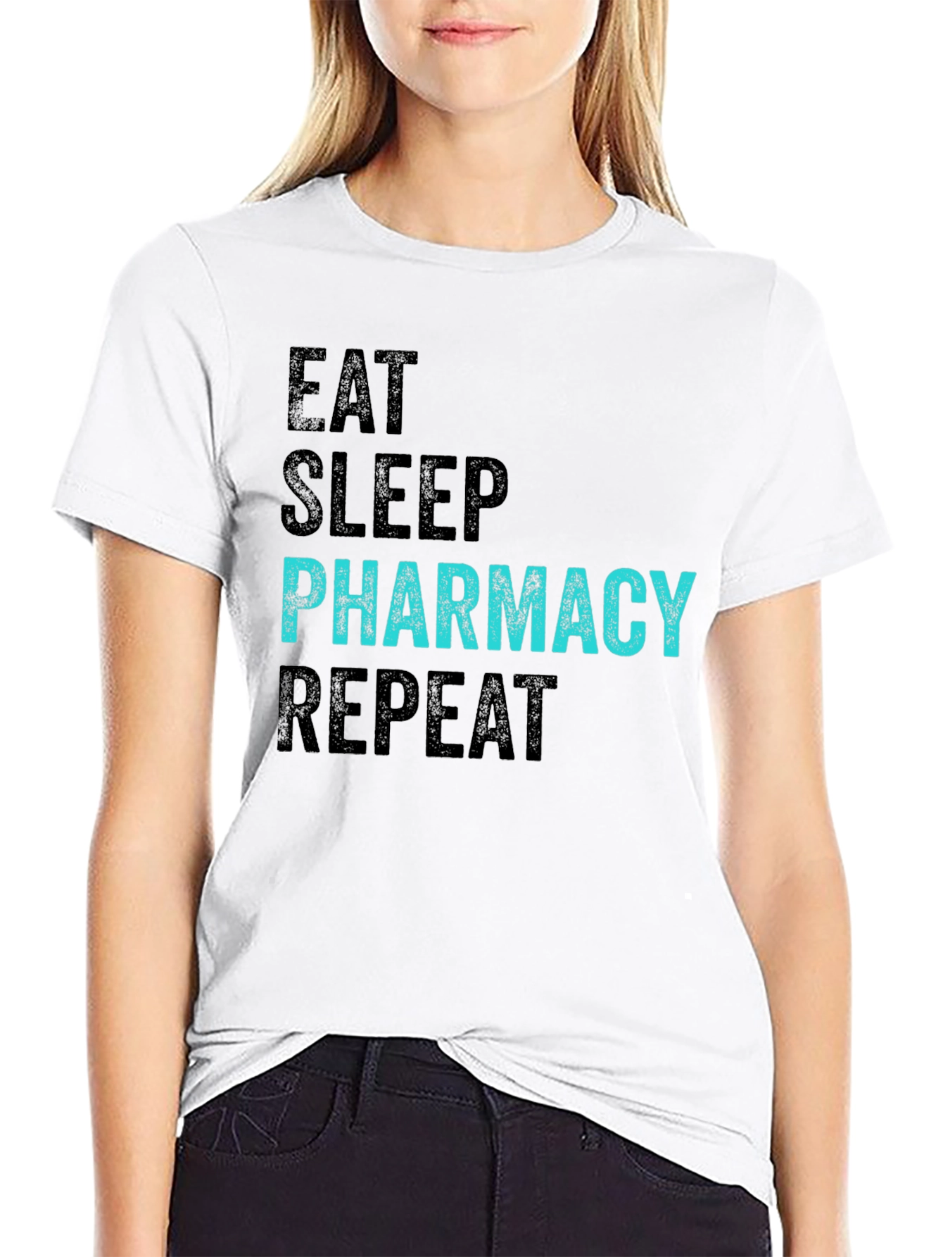 Black Eat Sleep Pharmacy Repeat Black T-Shirt view 9