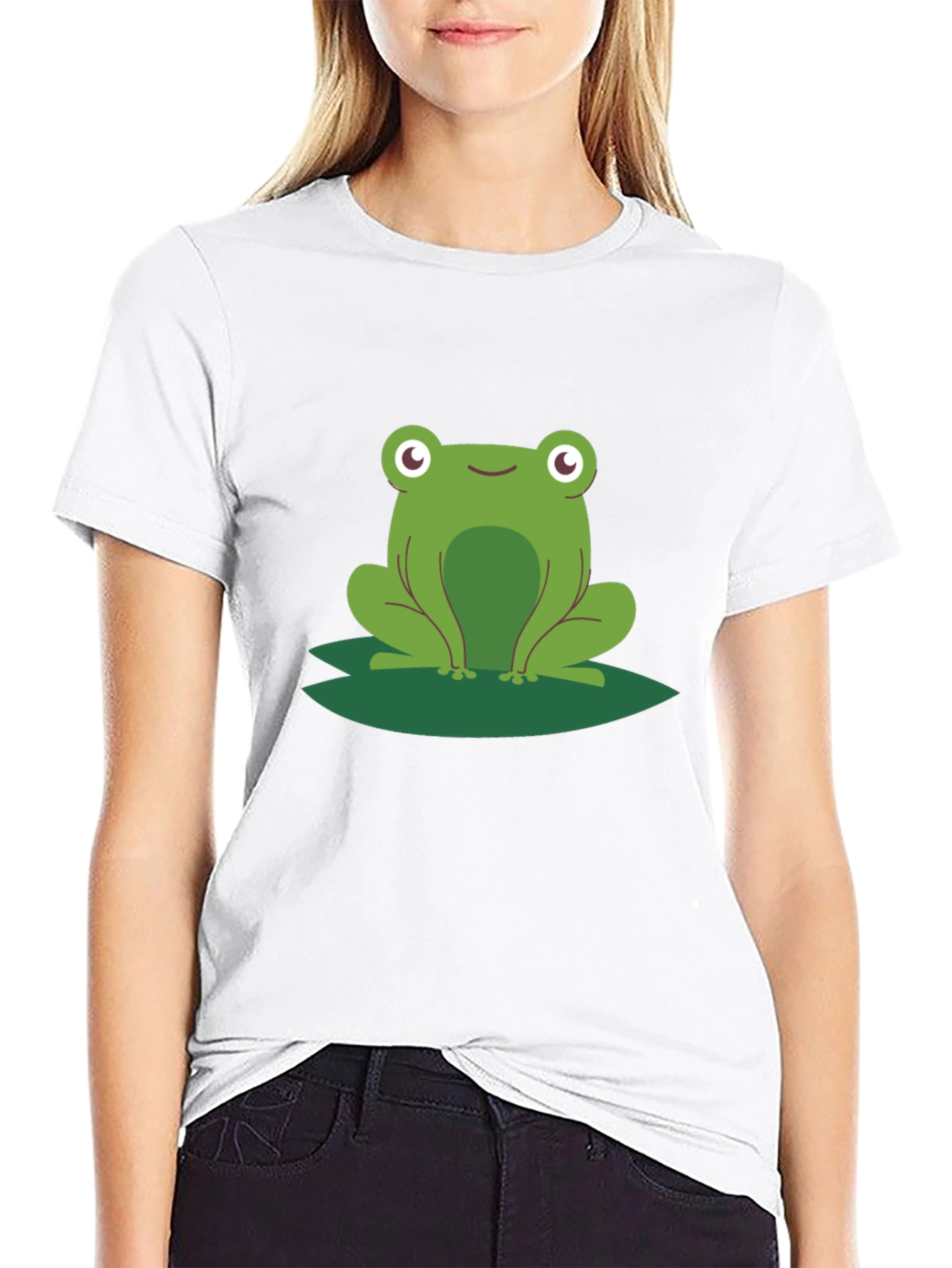 Black Frog on Lily Pad Graphic Tee - Black Cotton view 9