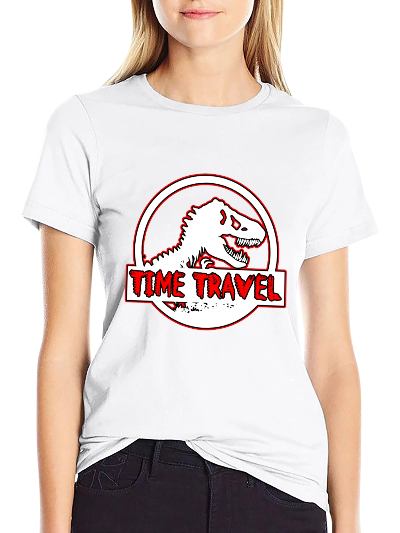 Black Time Travel Dinosaur Graphic Tee view 9