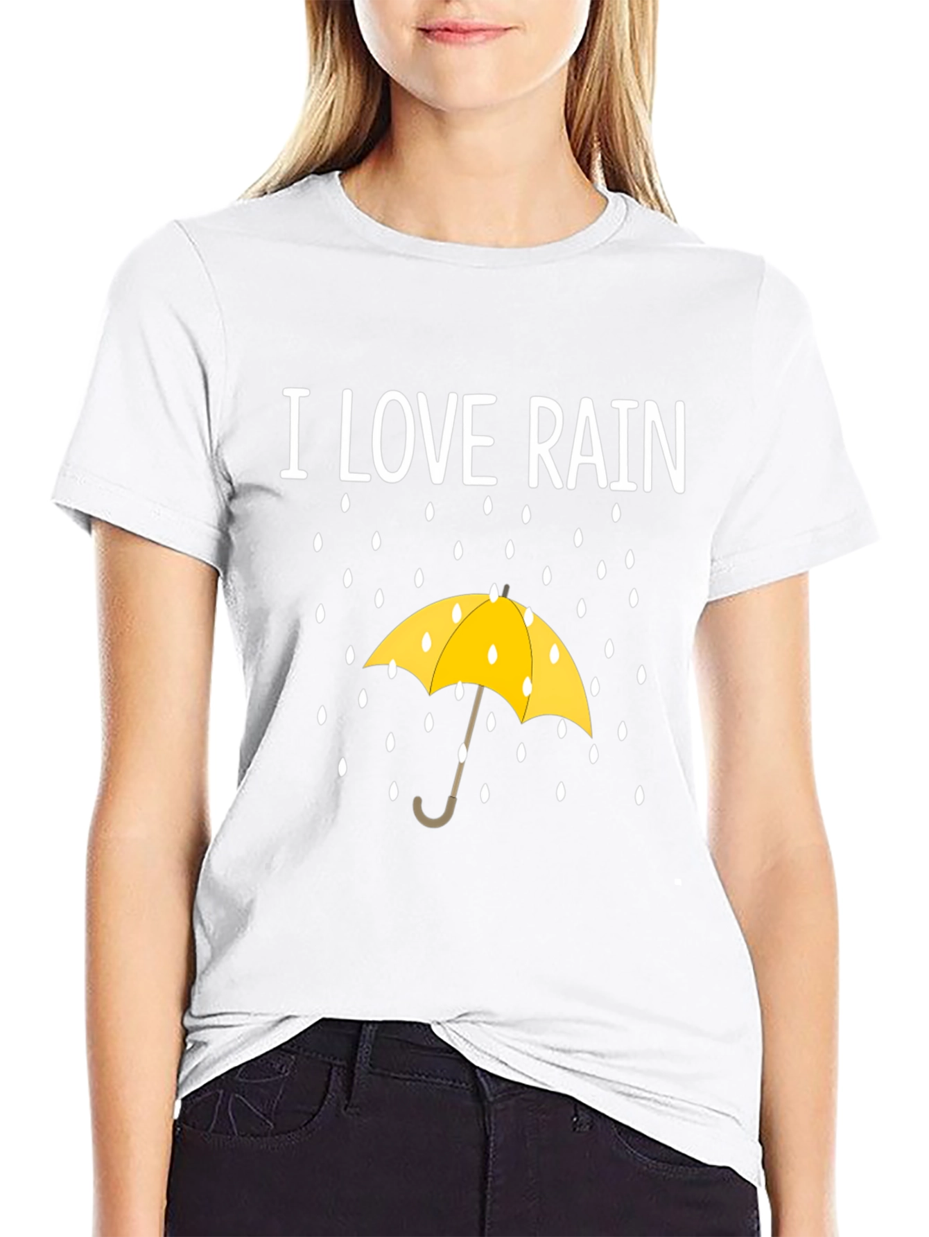 Black I Love Rain T-Shirt - Weather Umbrella Graphic Tee view 9