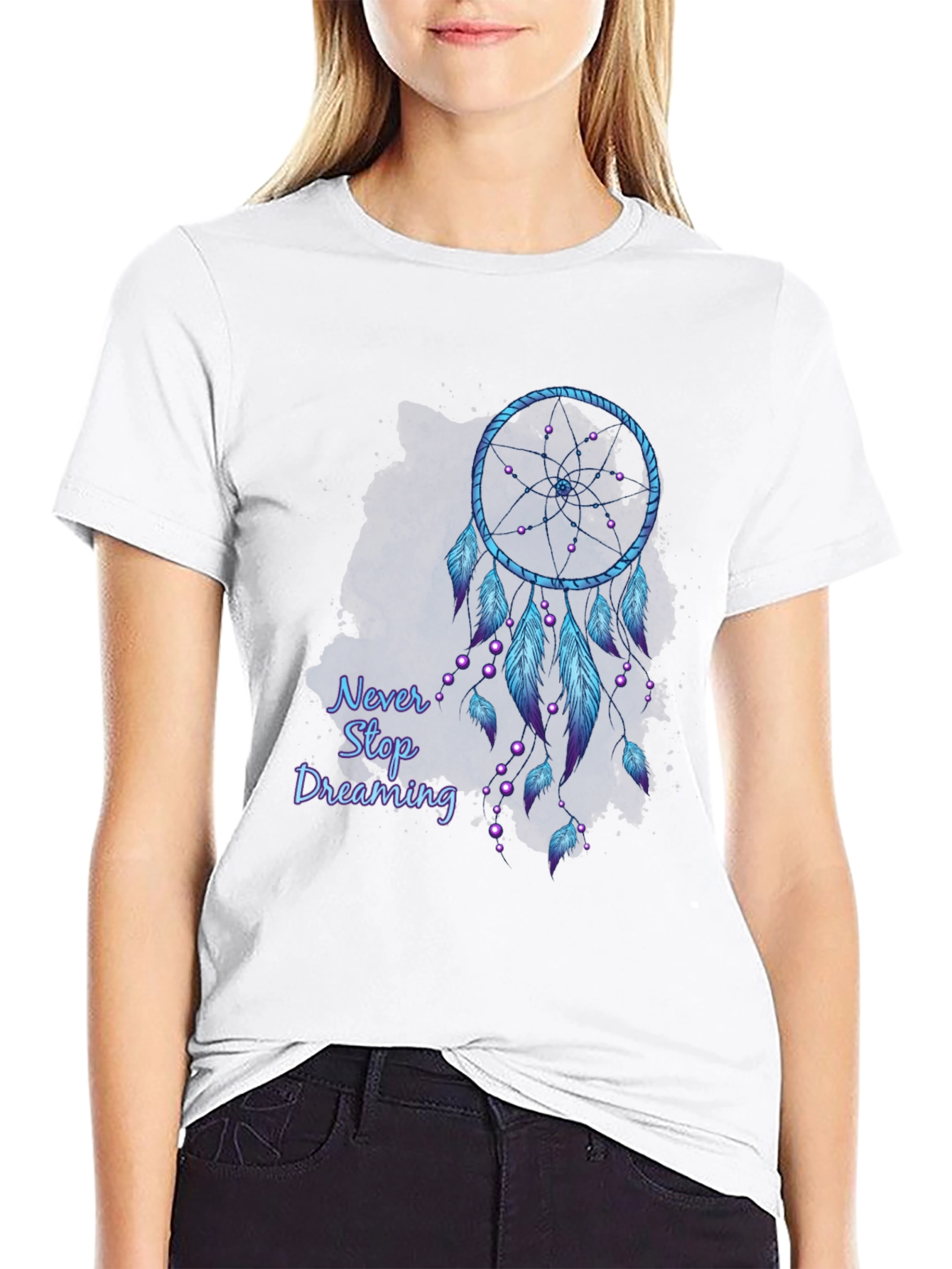Black Dreamcatcher Graphic Tee - Never Stop Dreaming Shirt view 9