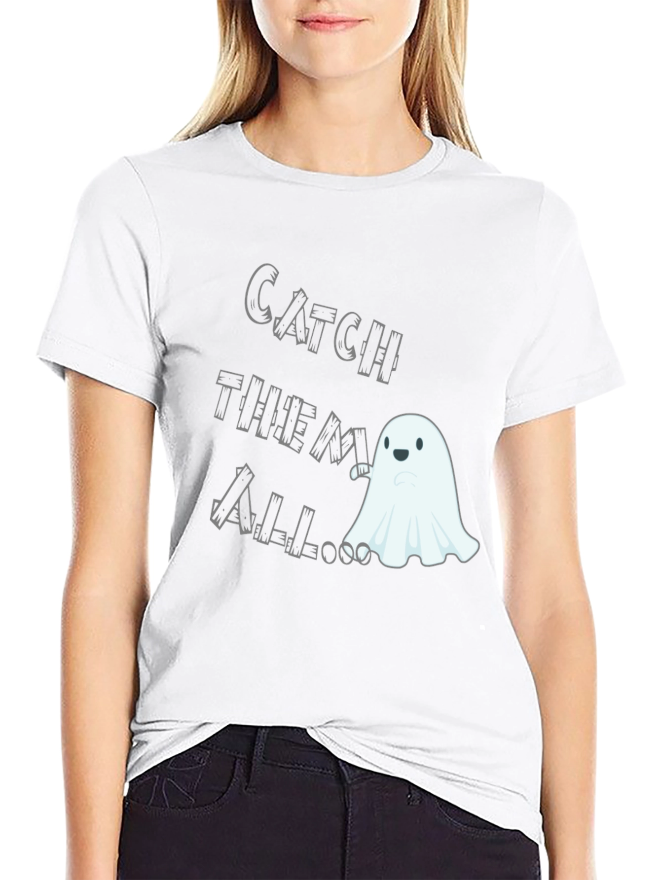 Black Catch Them All Ghost T-Shirt - Spooky Season Fun! view 9