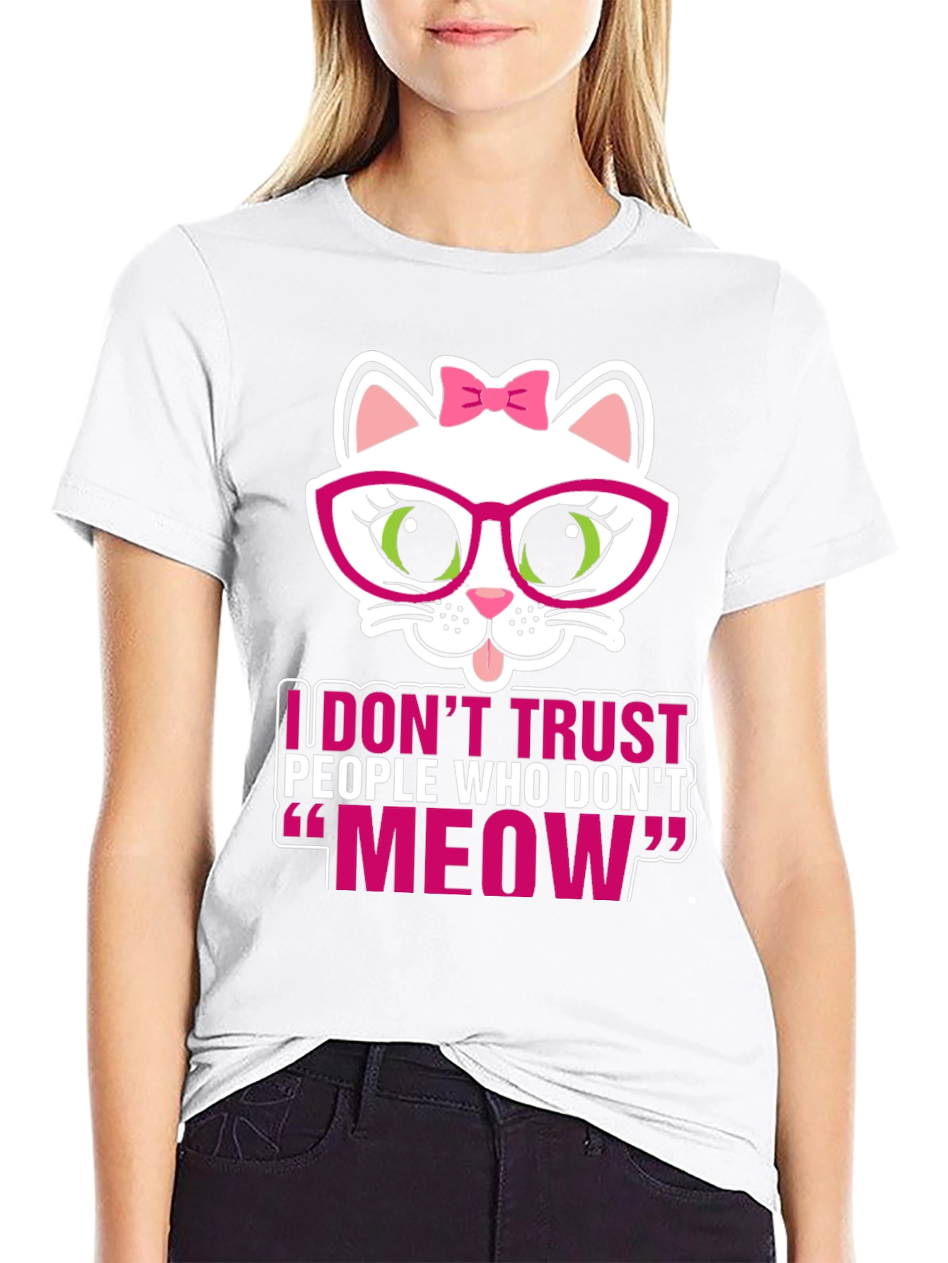 Black Funny Cat Lover T-Shirt - I Don't Trust People Who Don't Meow view 9