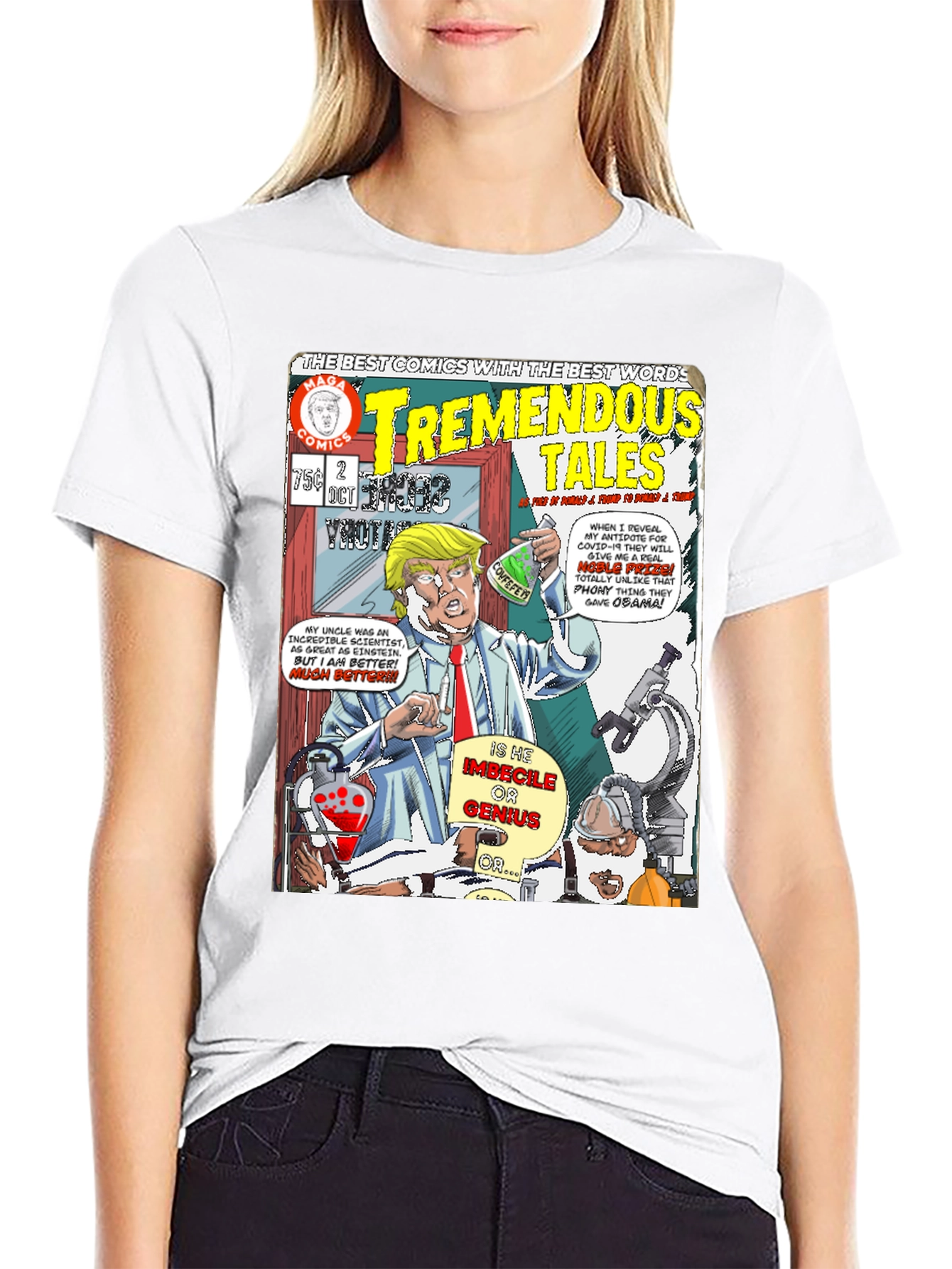 Black Tremendous Tales Trump Comic T-Shirt view 9