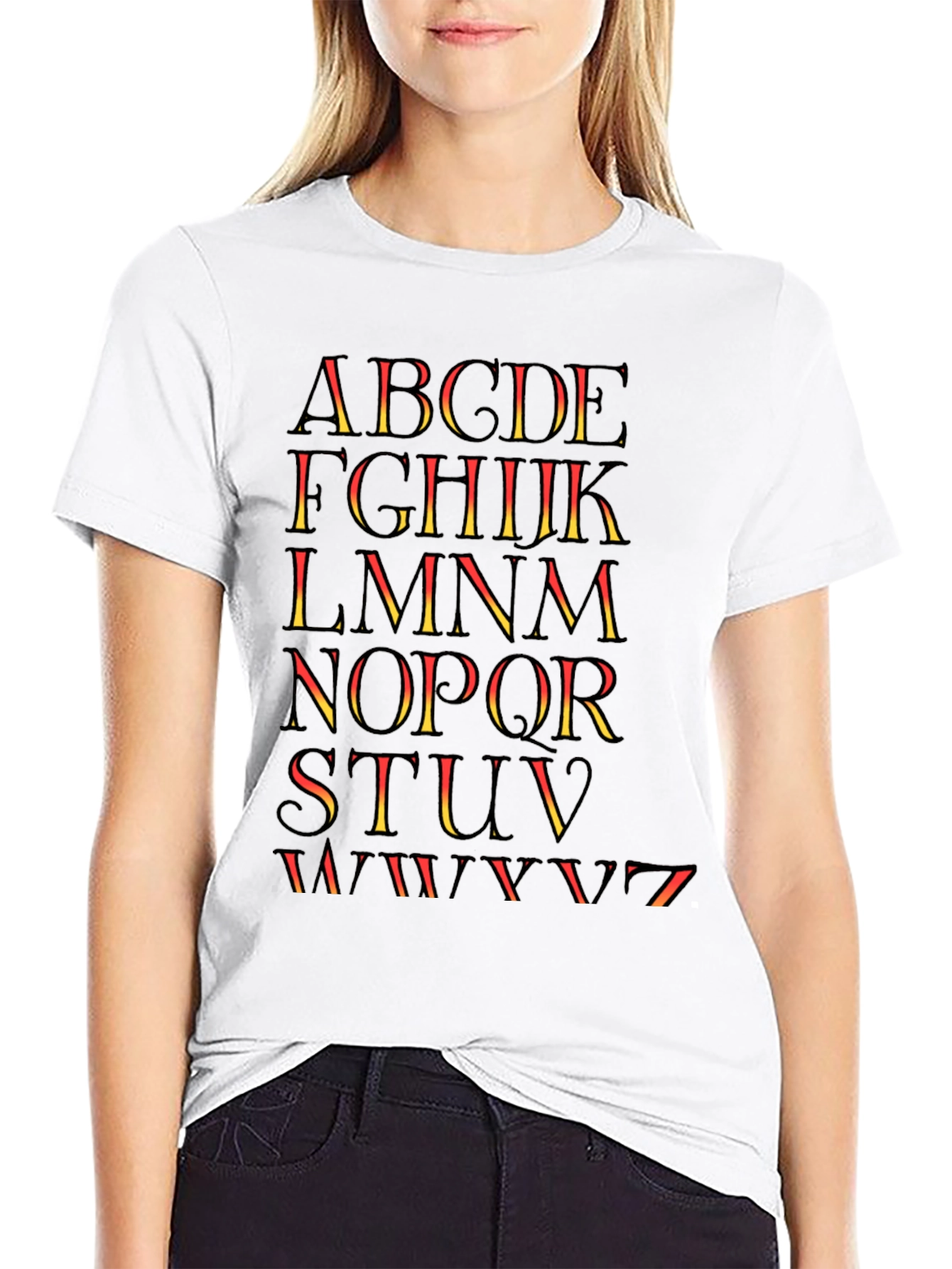 Black Alphabet Graphic Print Tee - Stylish Casual Shirt view 9
