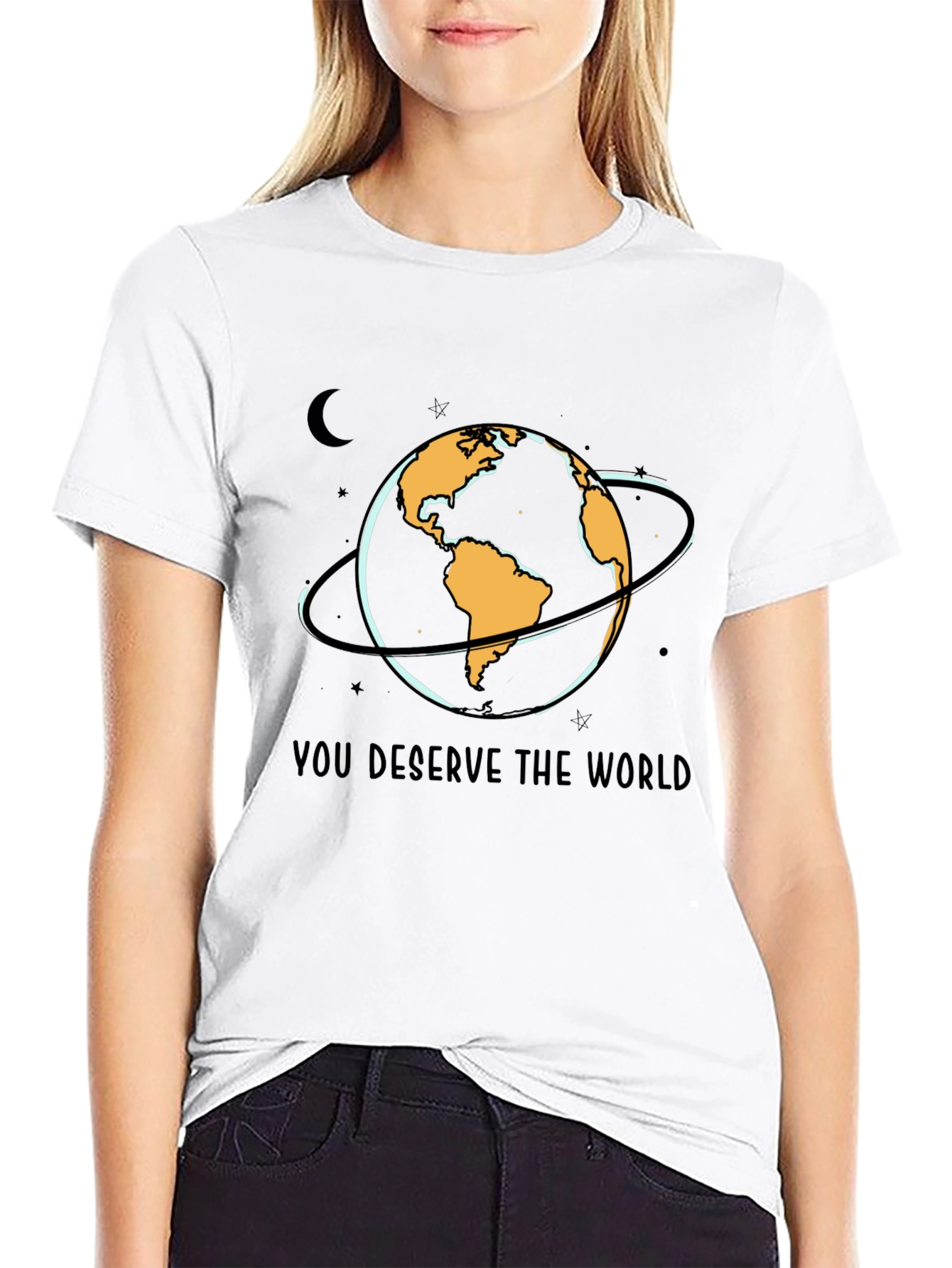 Black You Deserve The World Graphic T-Shirt view 9