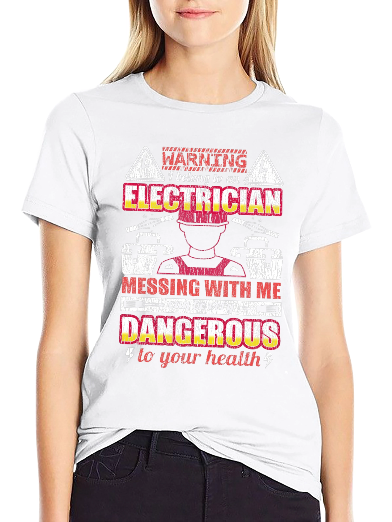 Black Electrician Warning Graphic Tee view 9