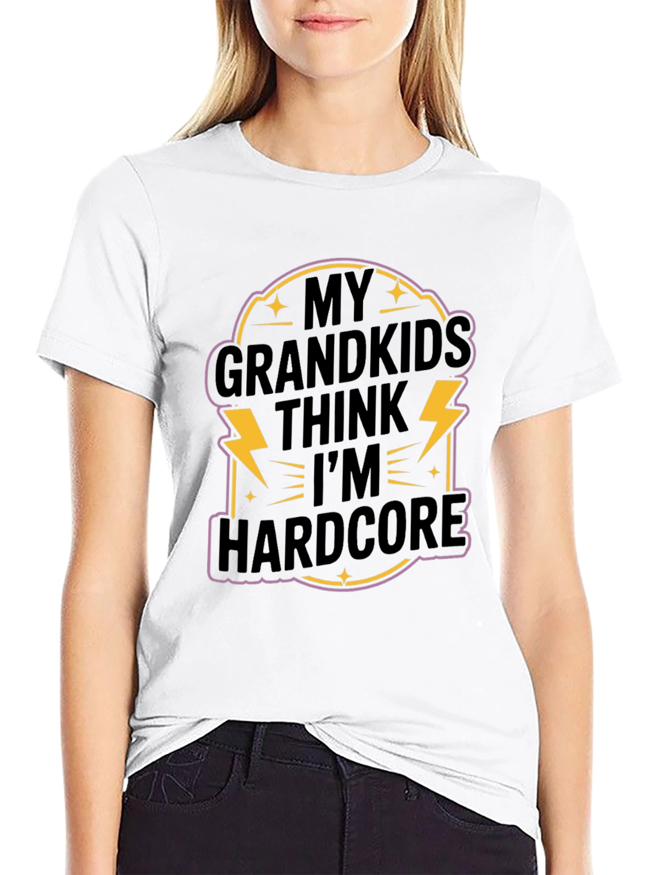 Black My Grandkids Think I'm Hardcore T-Shirt view 9