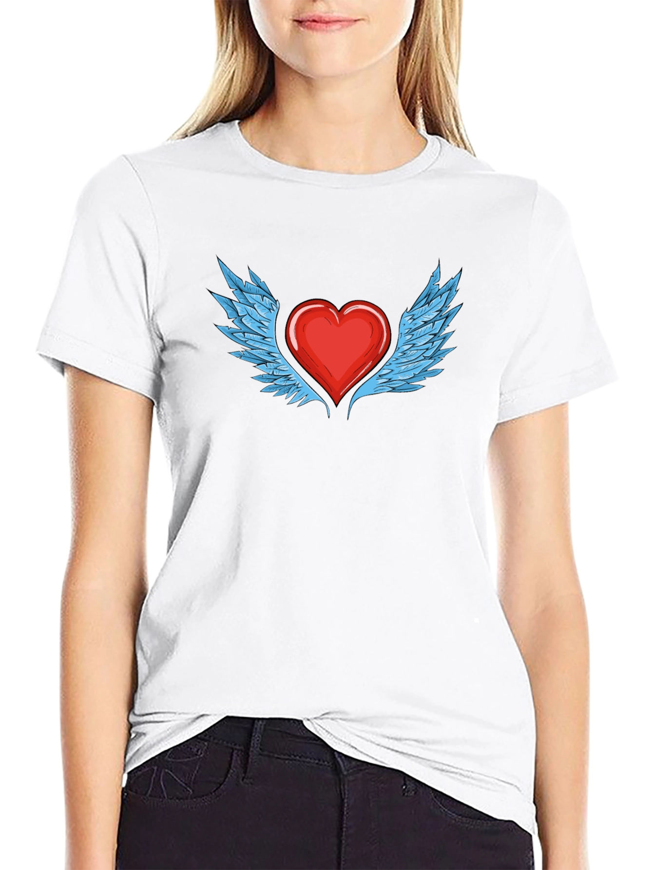 Black Heart with Wings Graphic T-Shirt - Stylish Black Tee view 9