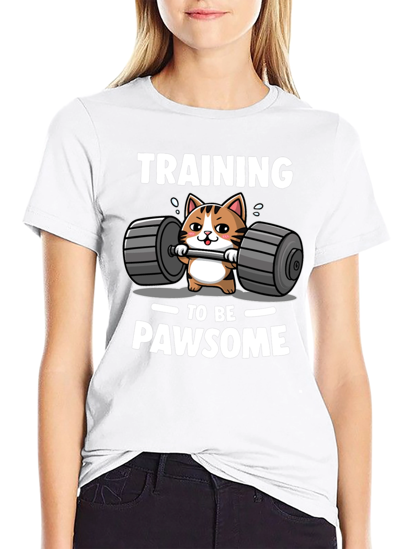 Black Training to be PAWSOME Cat Workout T-Shirt view 9