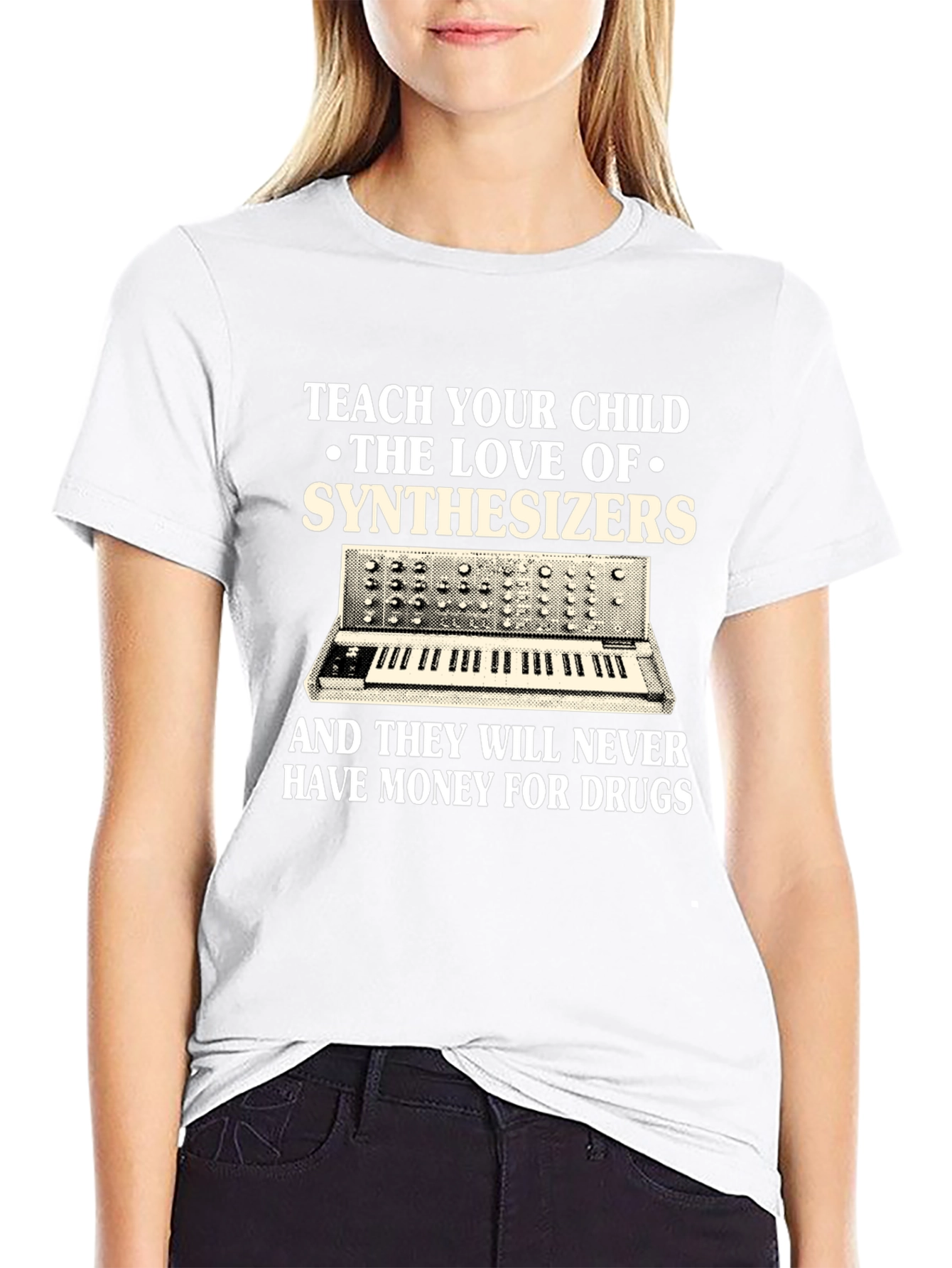 Black Teach Your Child Synthesizers Graphic T-Shirt view 9