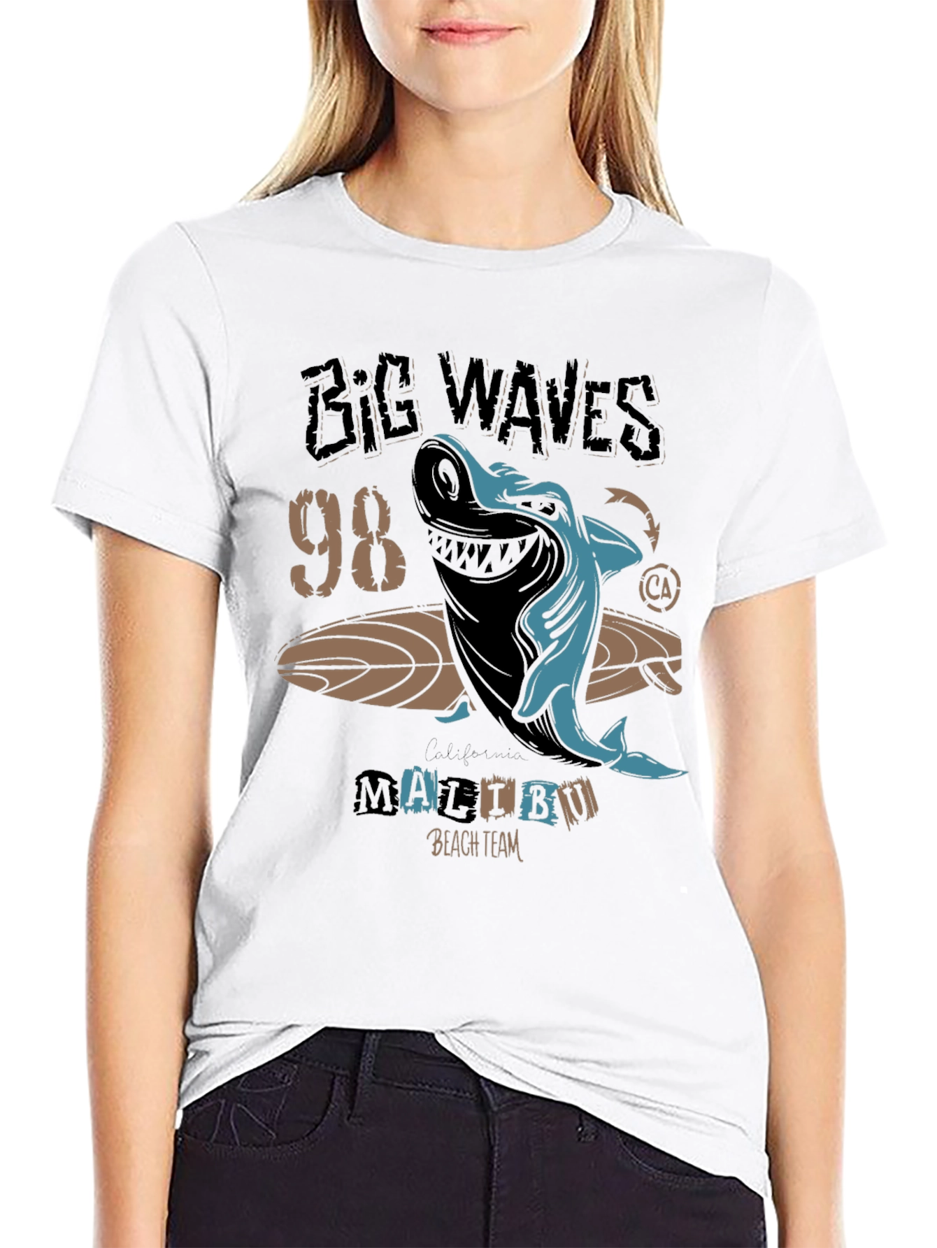 Big Waves 98' Malibu Shark Graphic Tee - 9