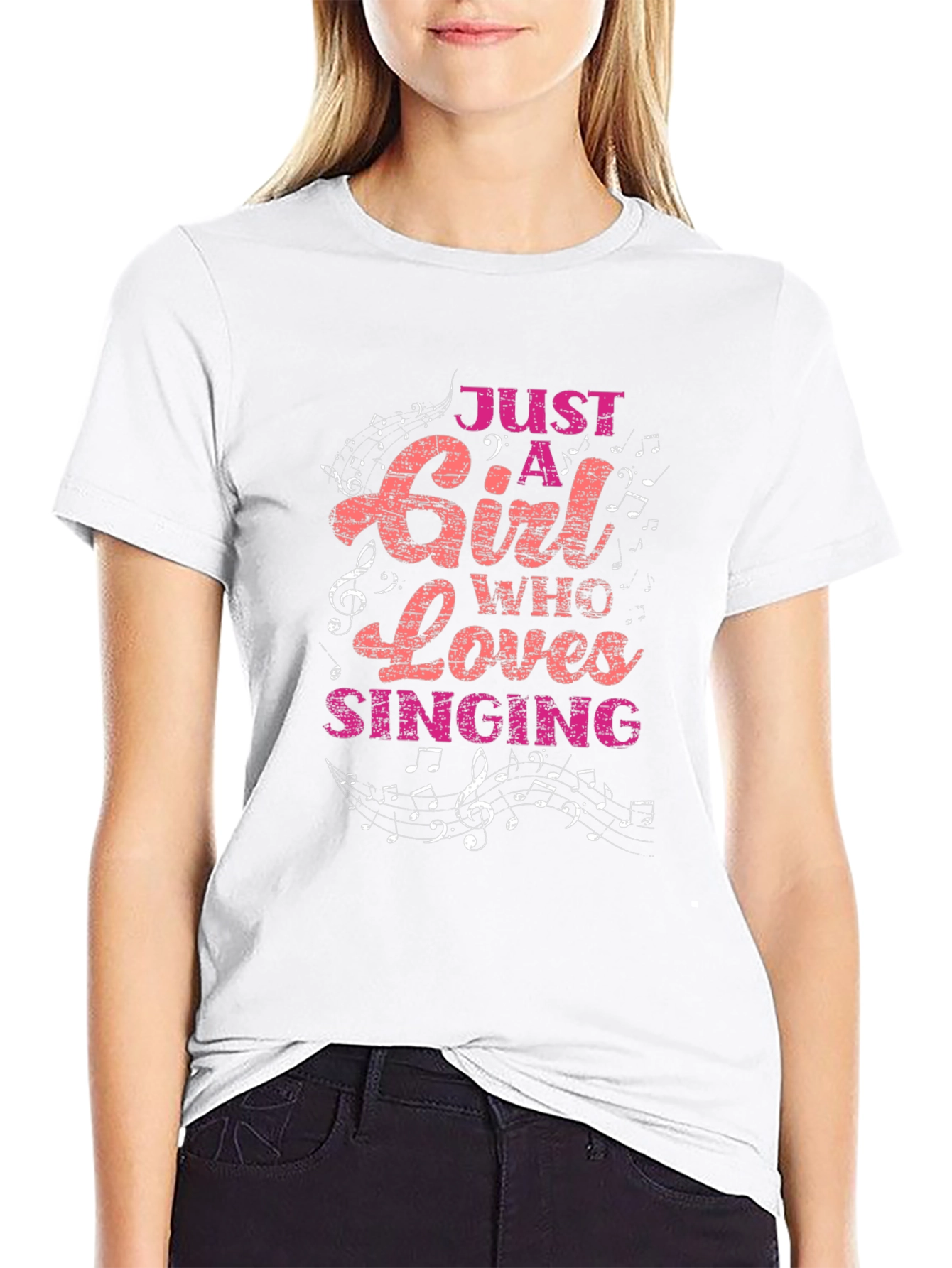 Black Just A Girl Who Loves Singing T-Shirt view 9