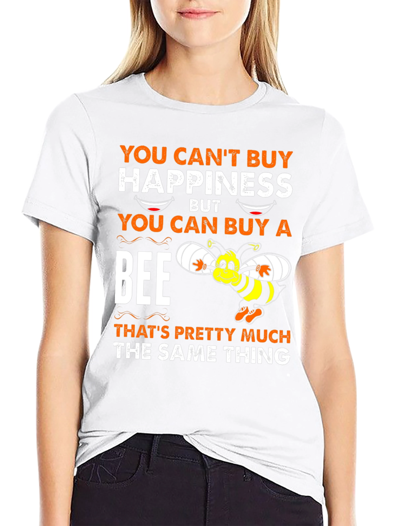 Black Bee Happiness T-Shirt: Funny Graphic Tee view 9