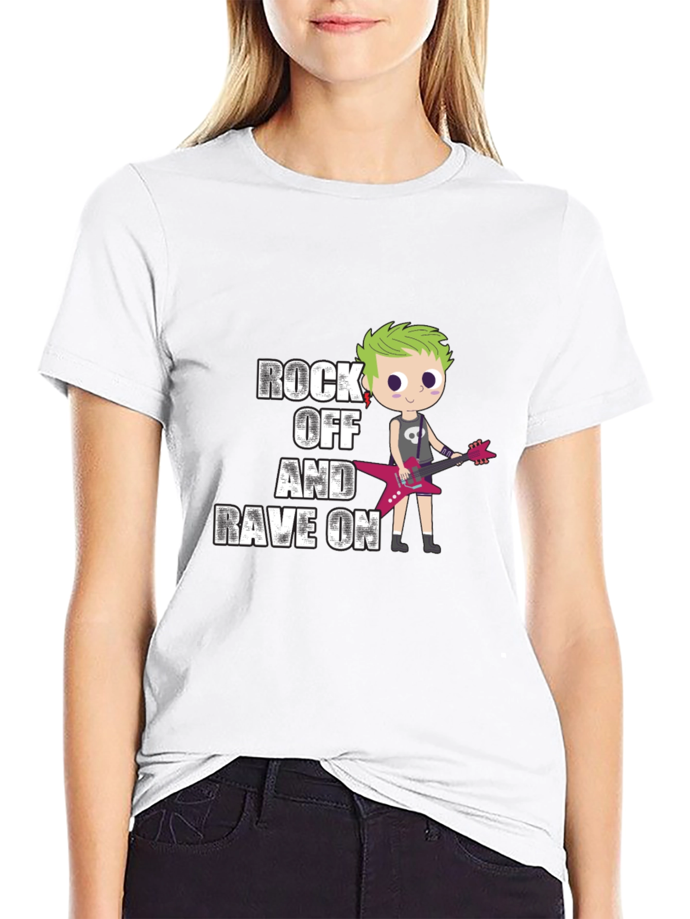 Black Rock Off and Rave On Black Graphic T-Shirt view 9