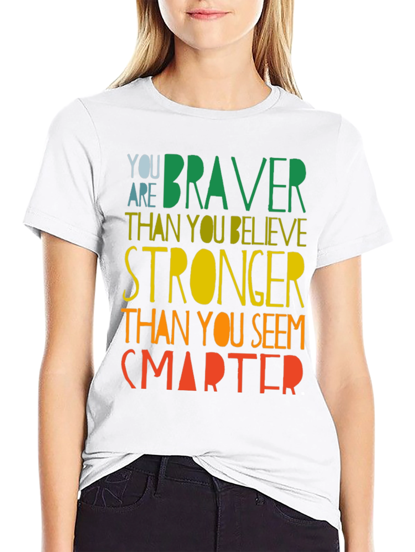Black Inspirational Braver Stronger Smarter Graphic T-Shirt view 9
