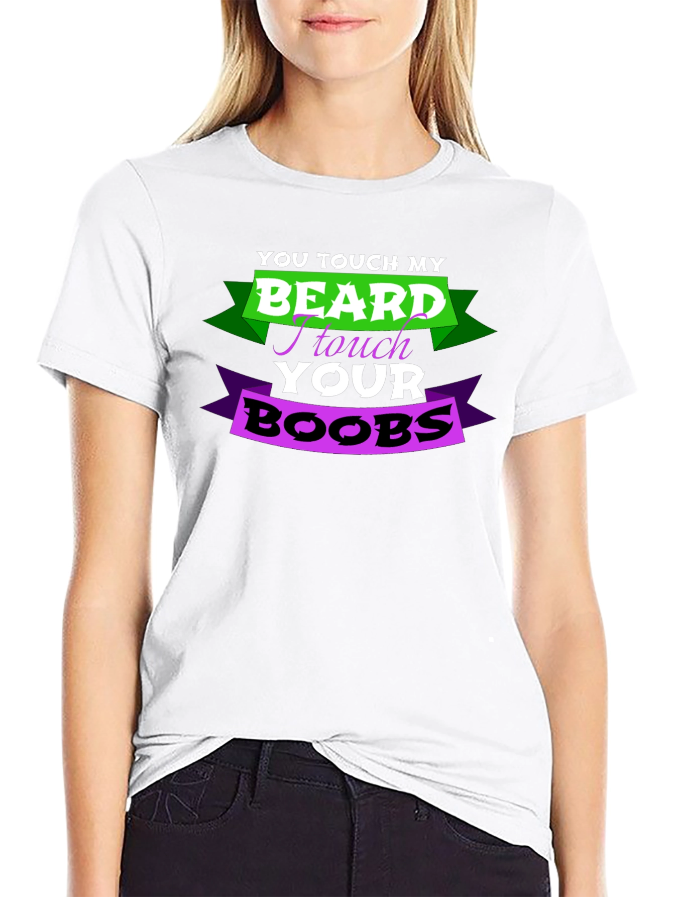 Black Funny "Touch My Beard" Graphic T-Shirt view 9