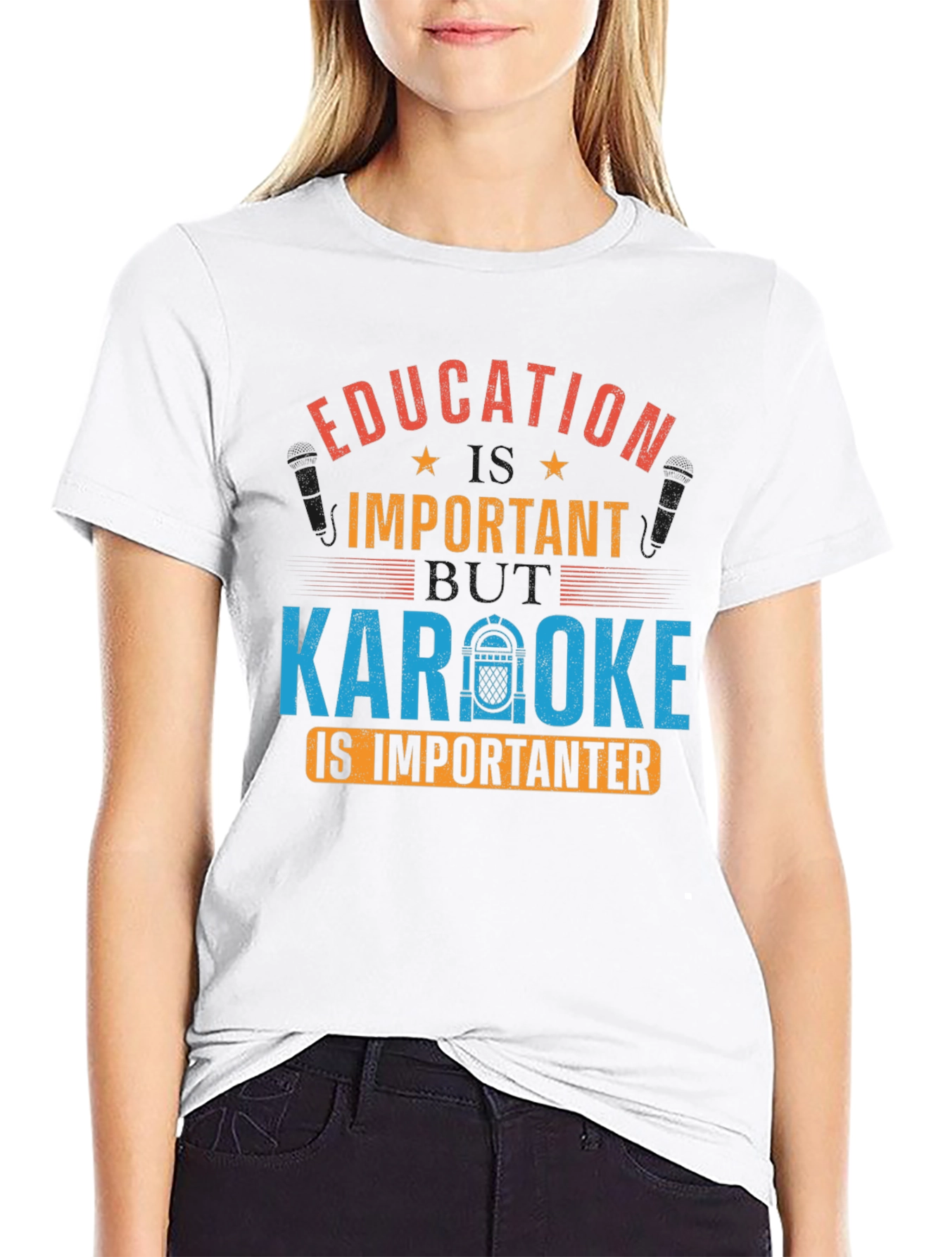 Black Education Important Karaoke Importanter Black T-Shirt view 9