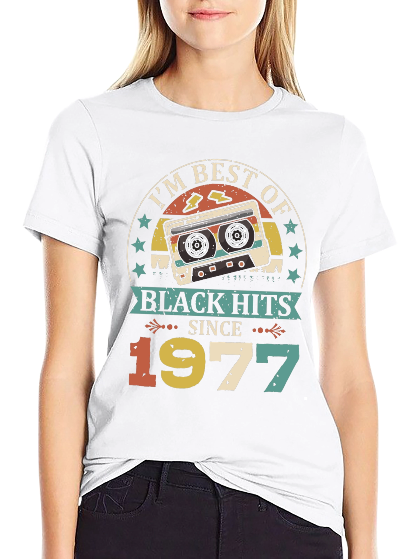Black I'm Best of Black Hits Since 1977 Cassette Tape T-Shirt view 9