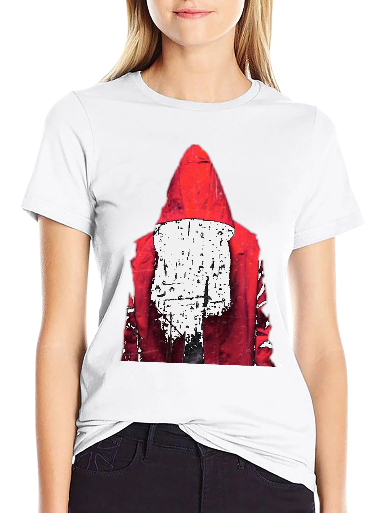 Black Red Hood Graphic Print Black T-Shirt view 9