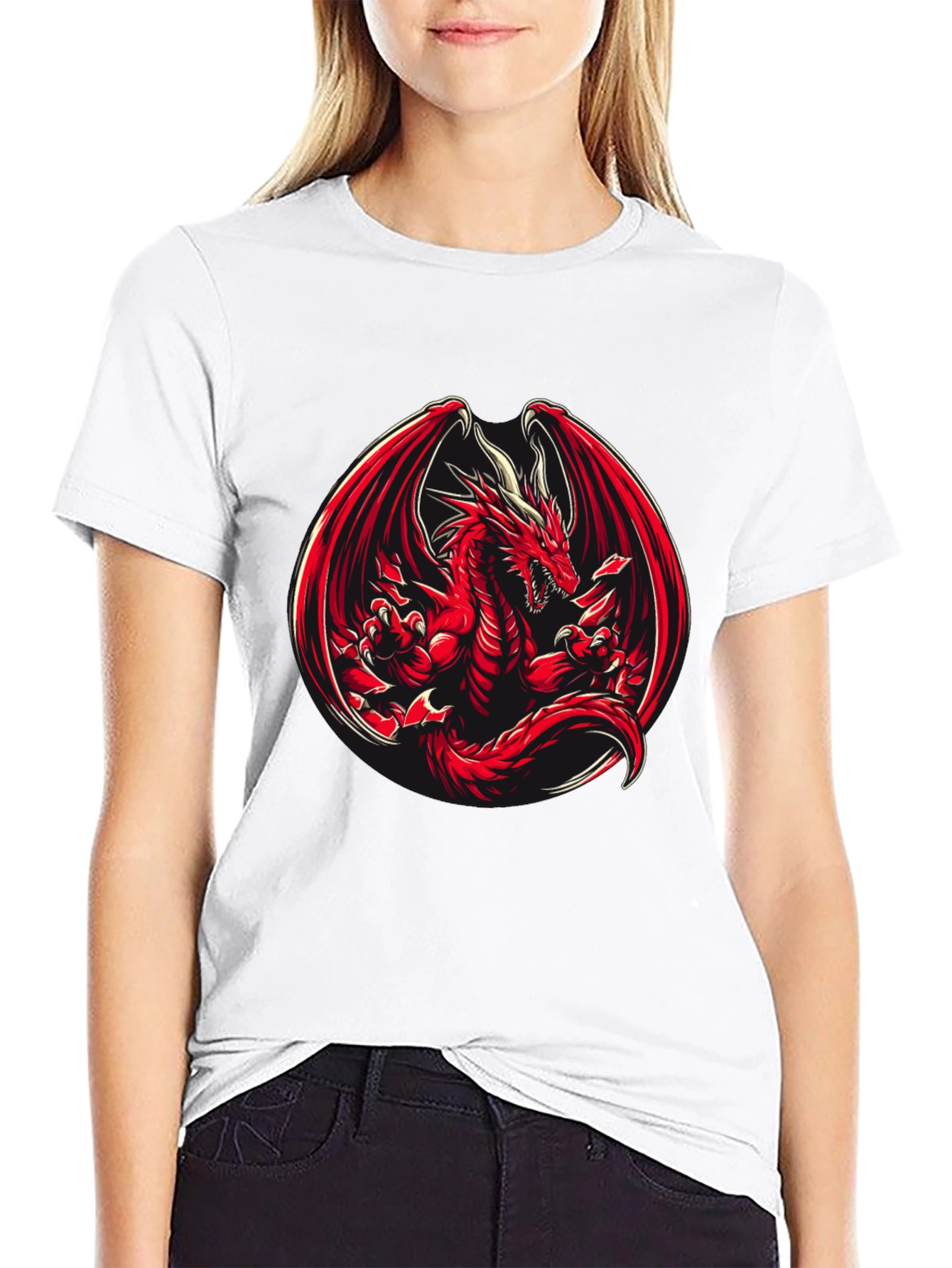 Black Red Dragon Graphic T-Shirt view 9