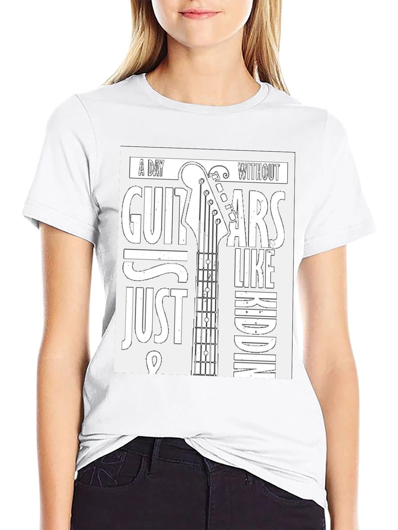 Black Guitar Lover's T-Shirt: A Day Without Guitars... view 9