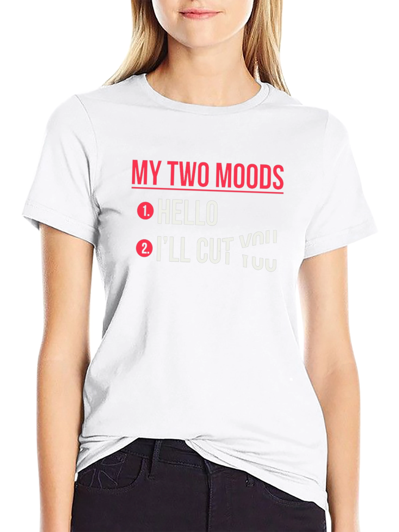 Black My Two Moods Graphic T-Shirt Funny Novelty Tee view 9