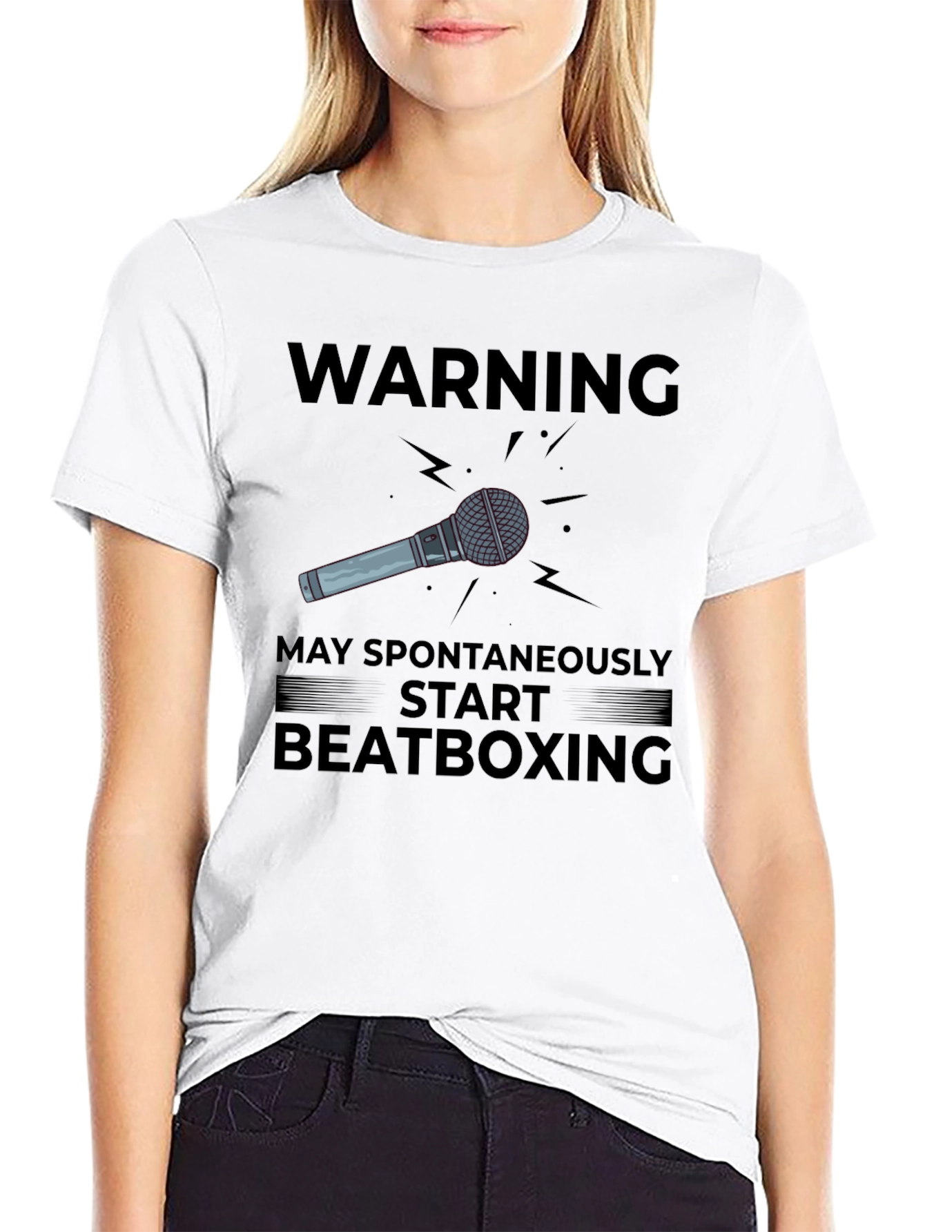 Black Warning: May Spontaneously Start Beatboxing T-Shirt view 9