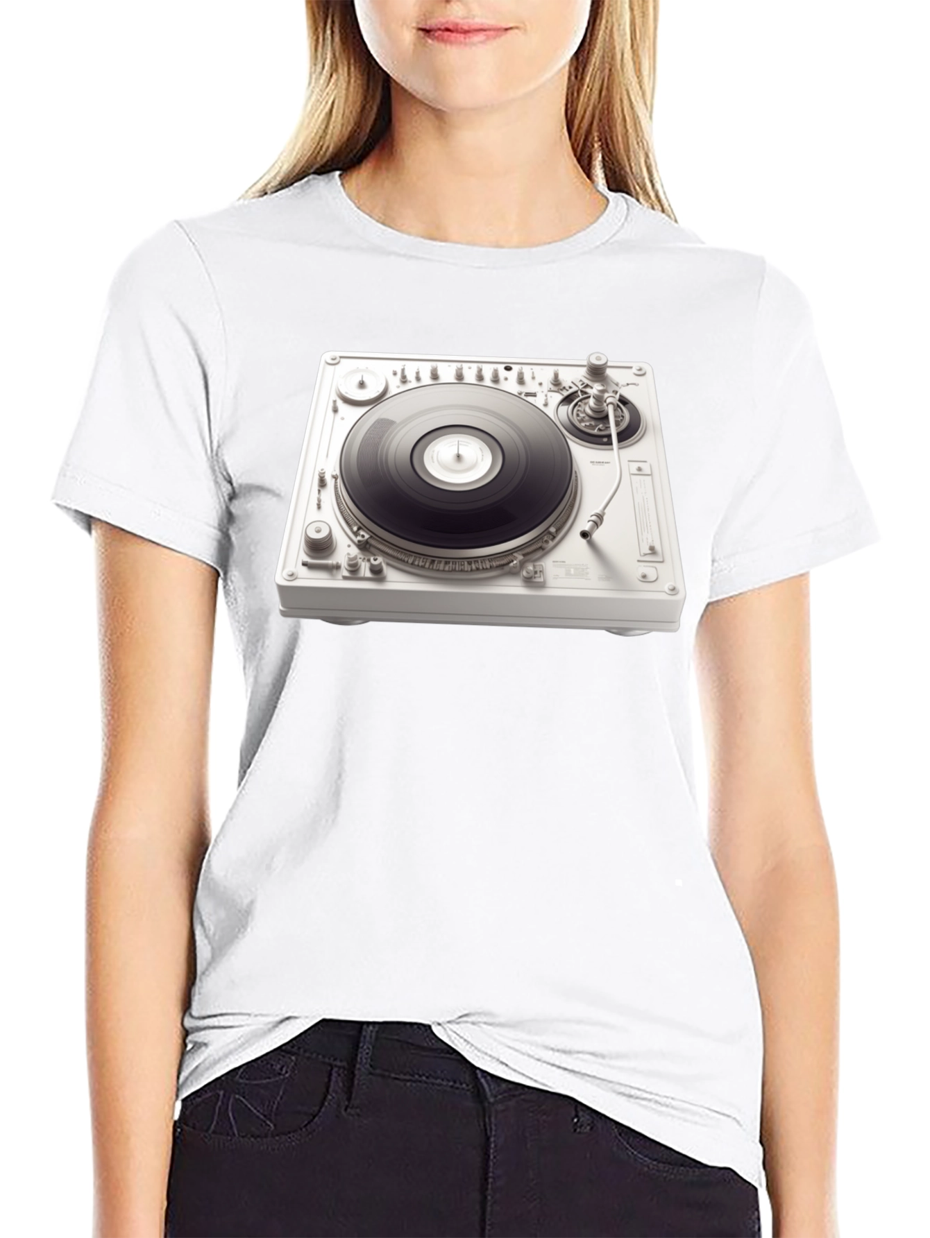 Black DJ Turntable Graphic Tee - Music Lover's T-Shirt view 9