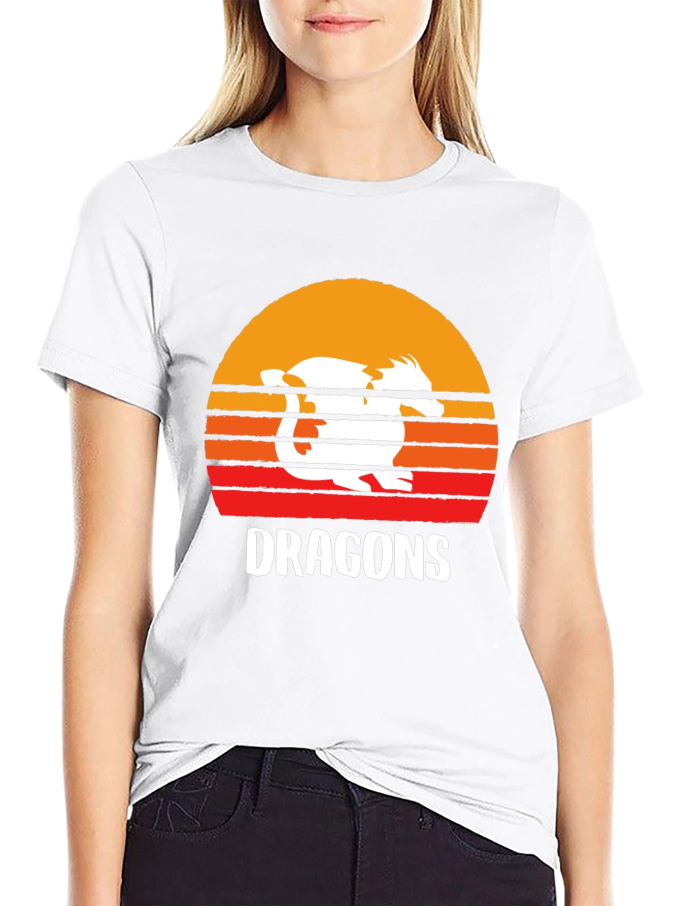 Retro Dragons Sunset Graphic T-Shirt - 9