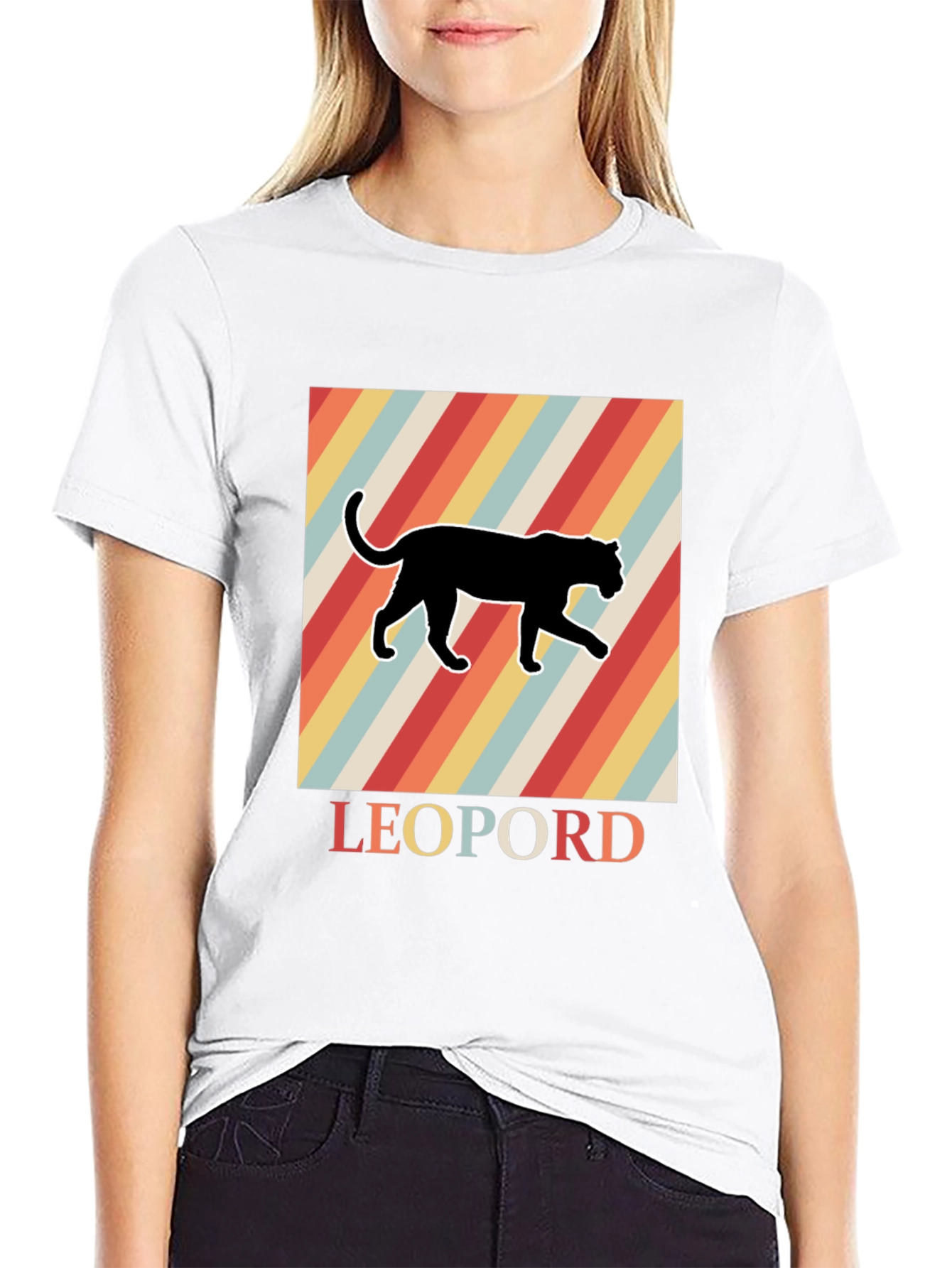 Black Retro Leopard Graphic T-Shirt - Cool Vintage Style view 9
