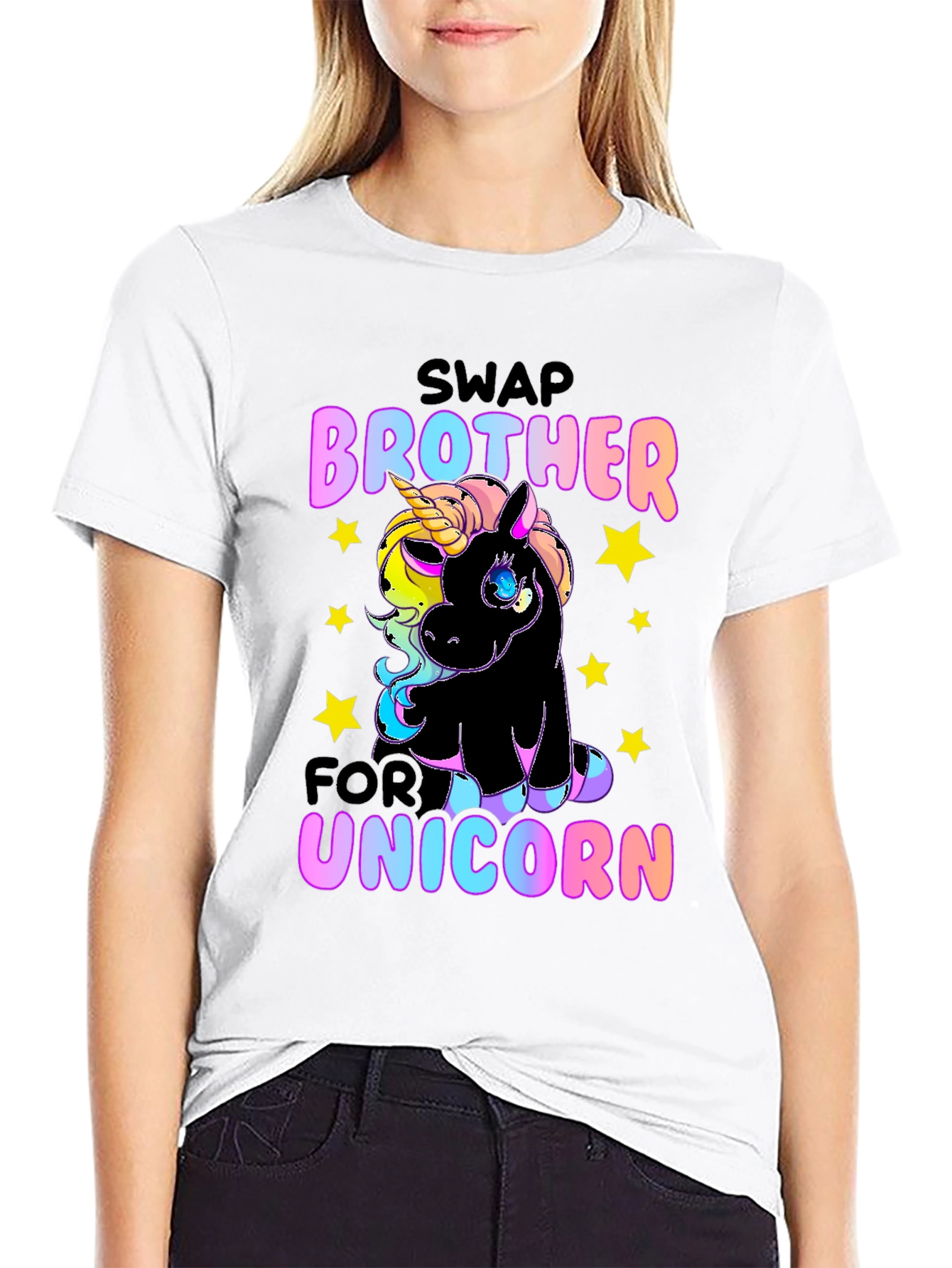Black Swap Brother for Unicorn T-Shirt view 9