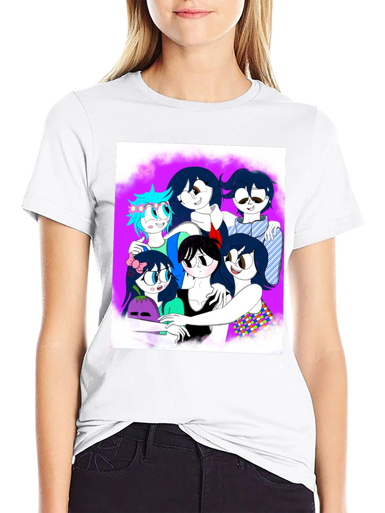Black Anime Style Graphic Tee view 9