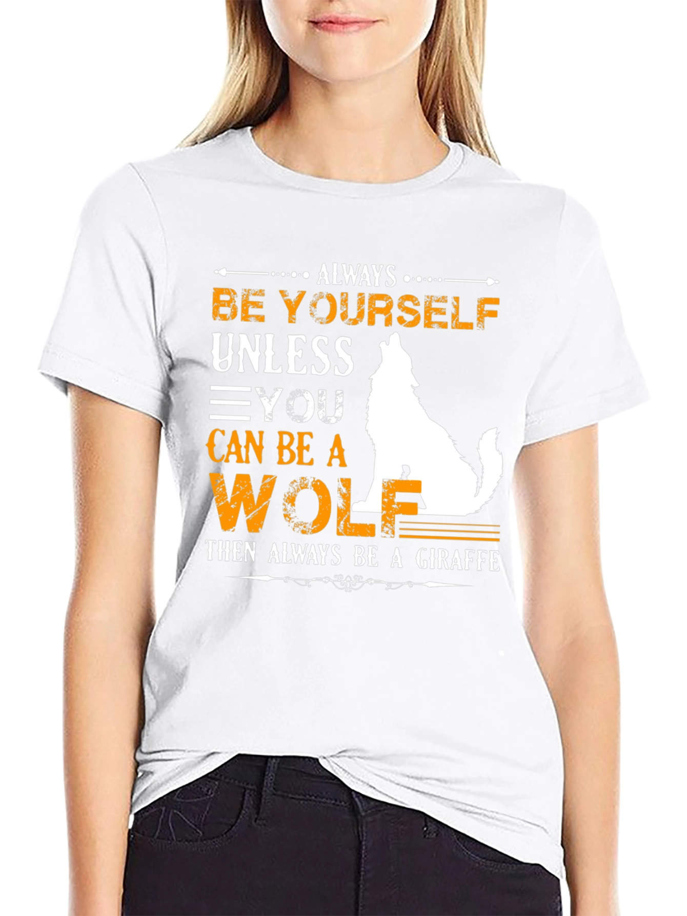 Black Be Yourself Wolf/Giraffe Graphic Tee view 9
