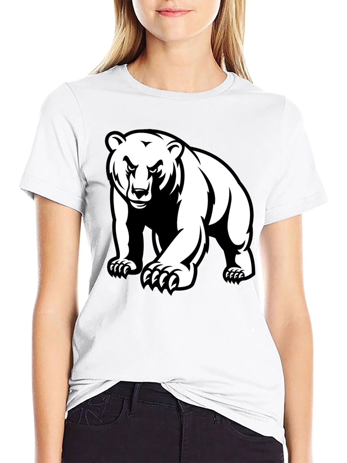 Black Bear Graphic Tee - Black Crew Neck T-Shirt view 9