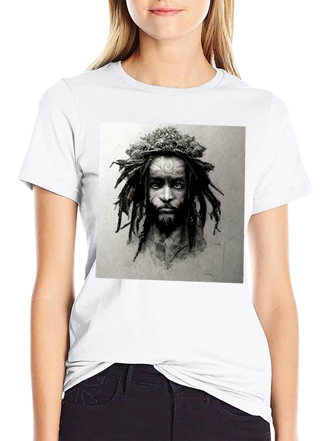 Black Rasta Man Graphic Print Black T-Shirt view 9