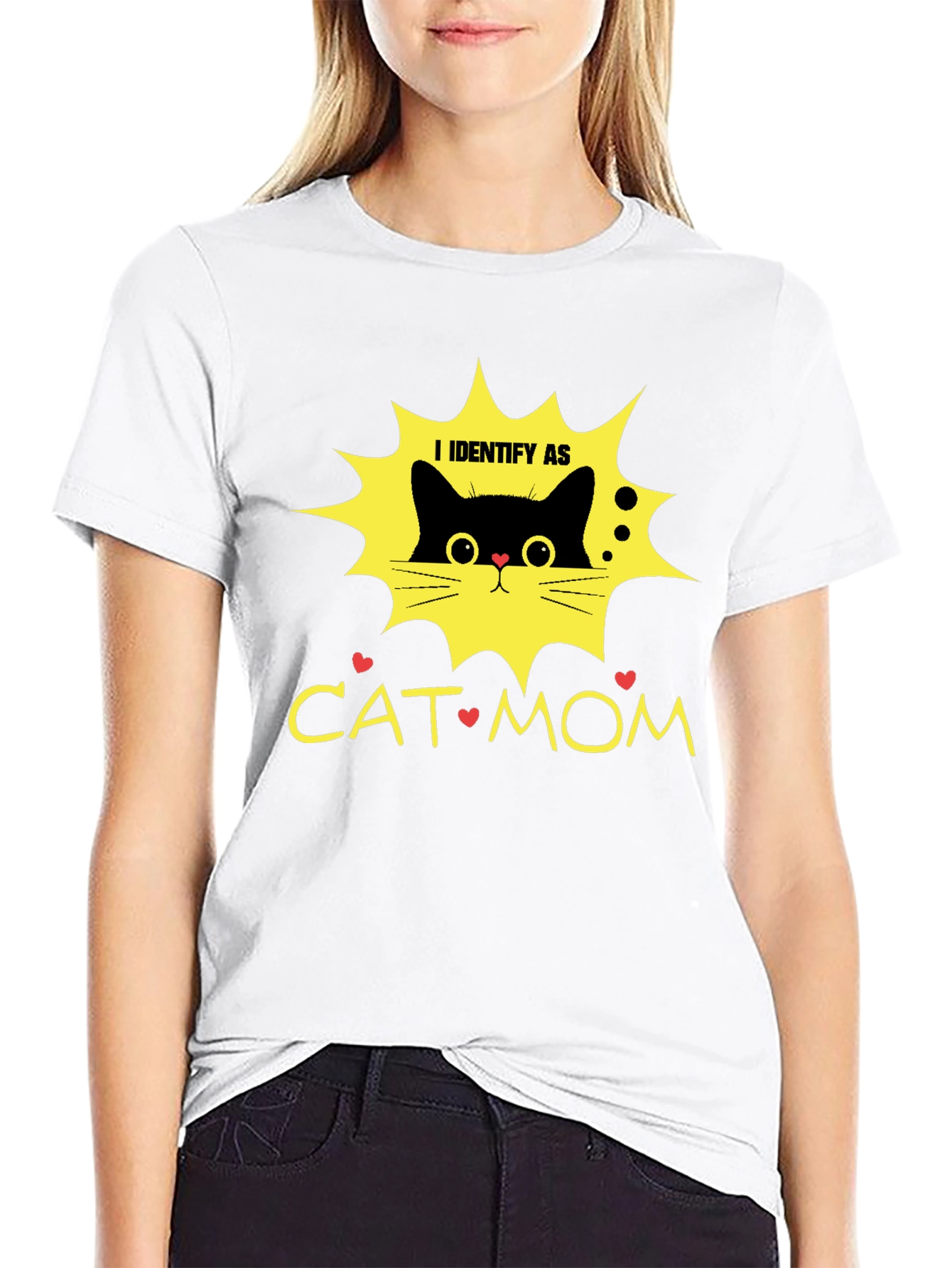 Black I Identify As Cat Mom T-Shirt view 9