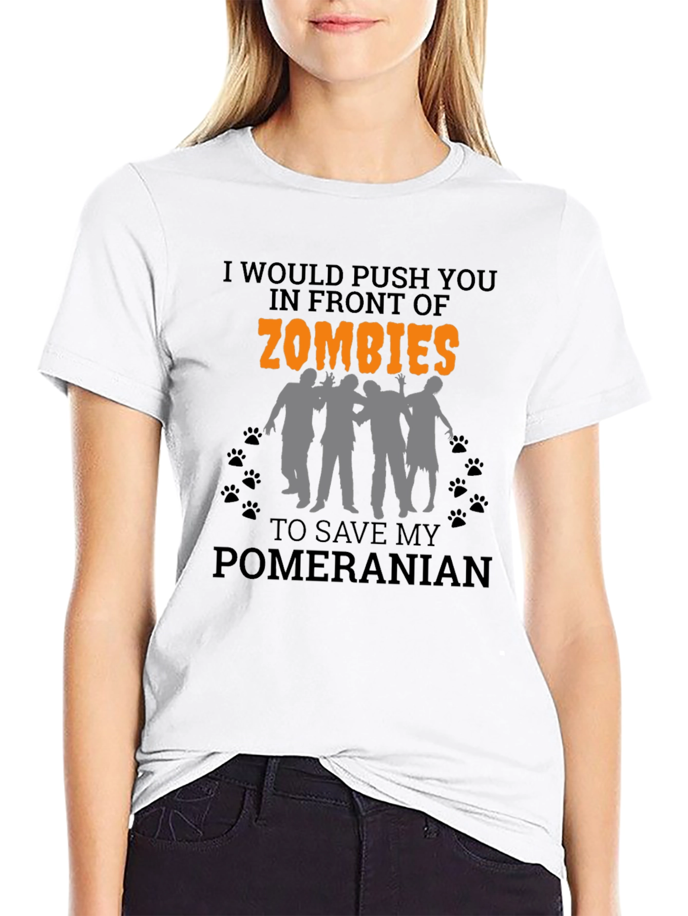 Black Zombie Pomeranian T-Shirt view 9