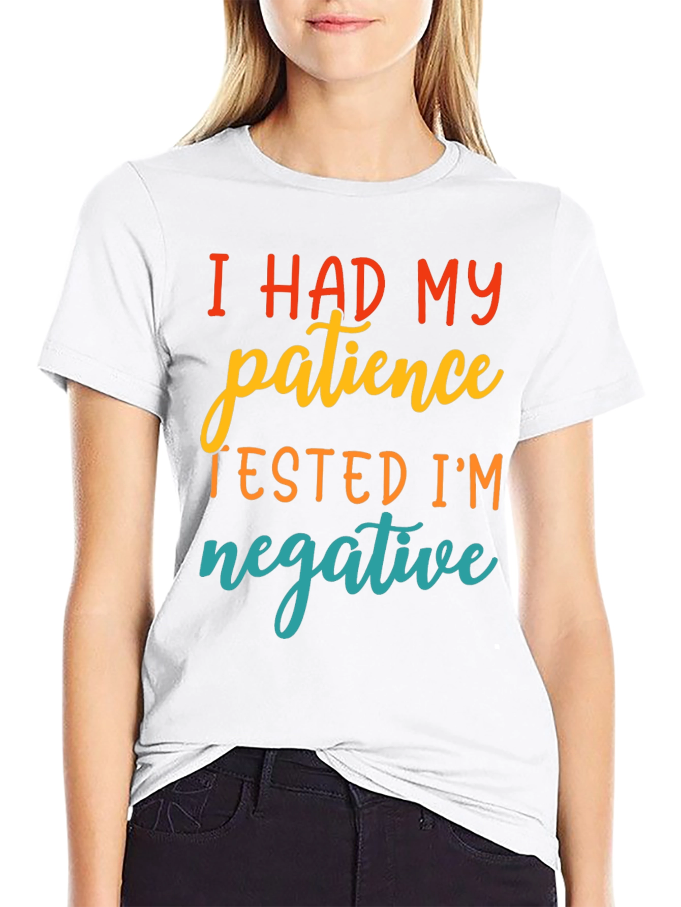 Black Funny Patience Tested Negative Graphic T-Shirt view 9